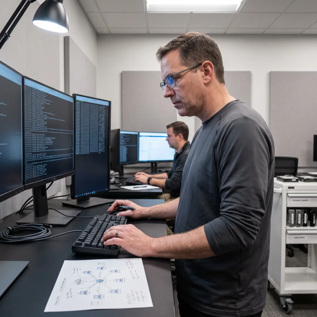 Incident response team investigating ransomware attack