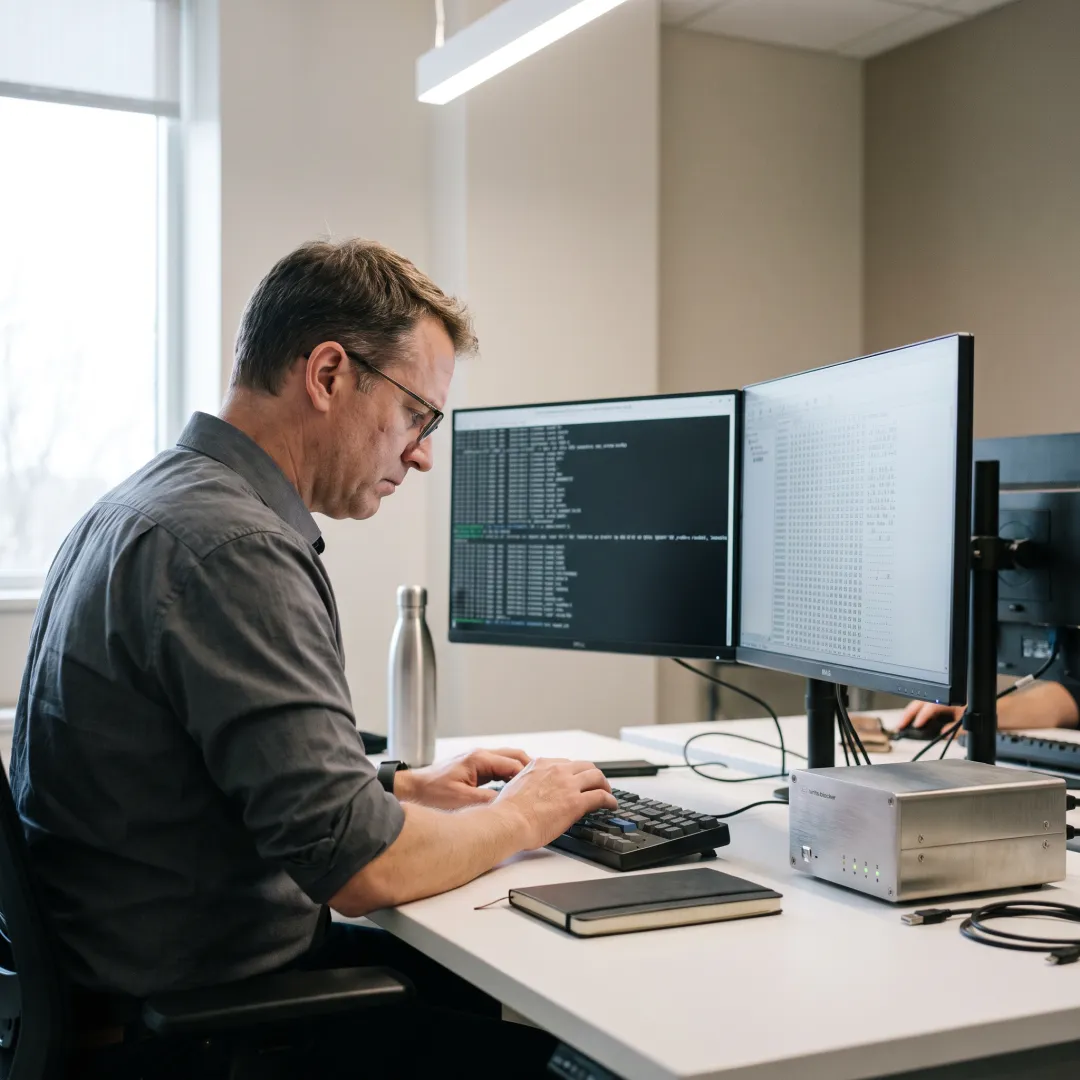Forensic analyst reviewing ransomware evidence