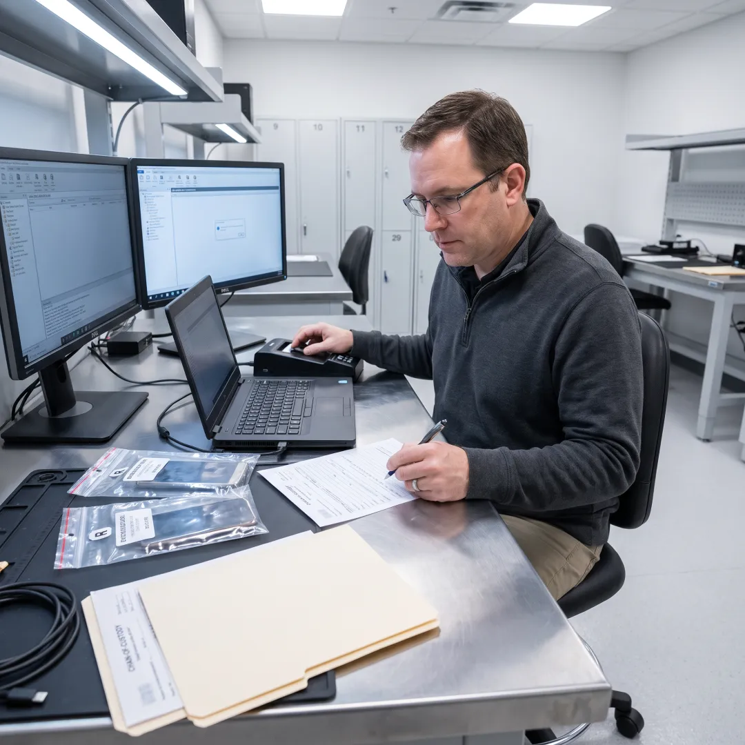 Digital forensics team preserving evidence