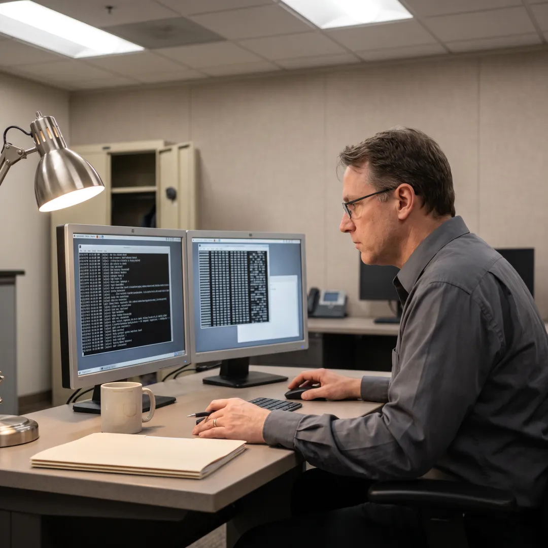 Forensic analyst documenting cybersecurity evidence