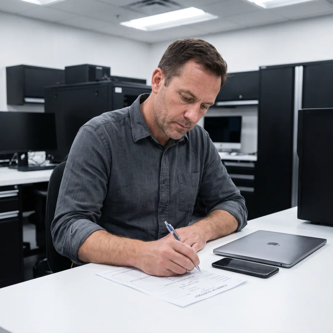 Forensic examiner documenting investigation evidence
