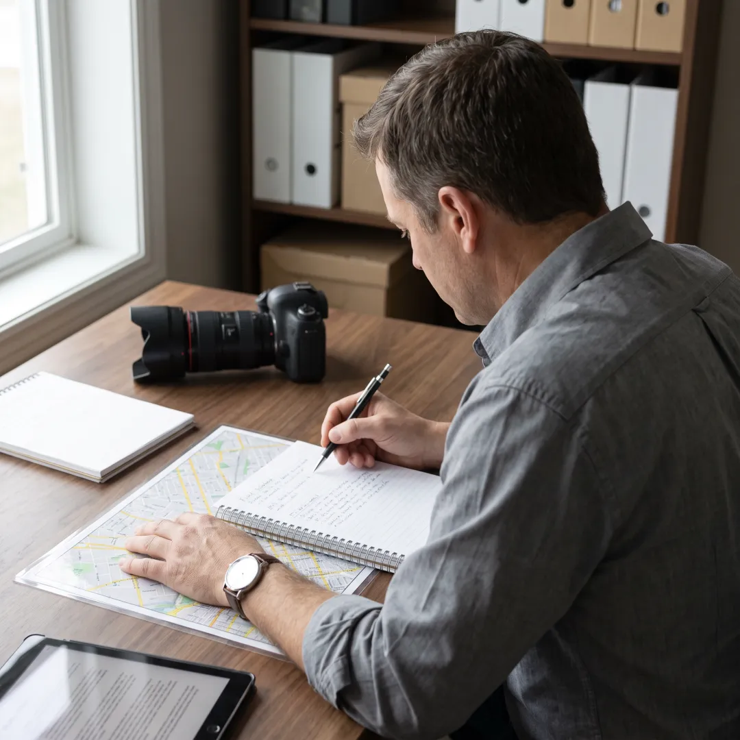 Investigator preparing a surveillance plan