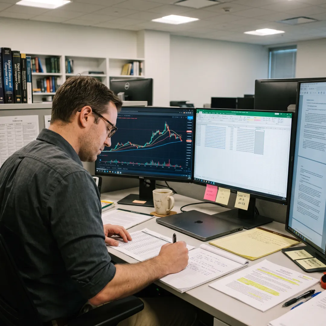 Analyst tracing cryptocurrency wallet activity