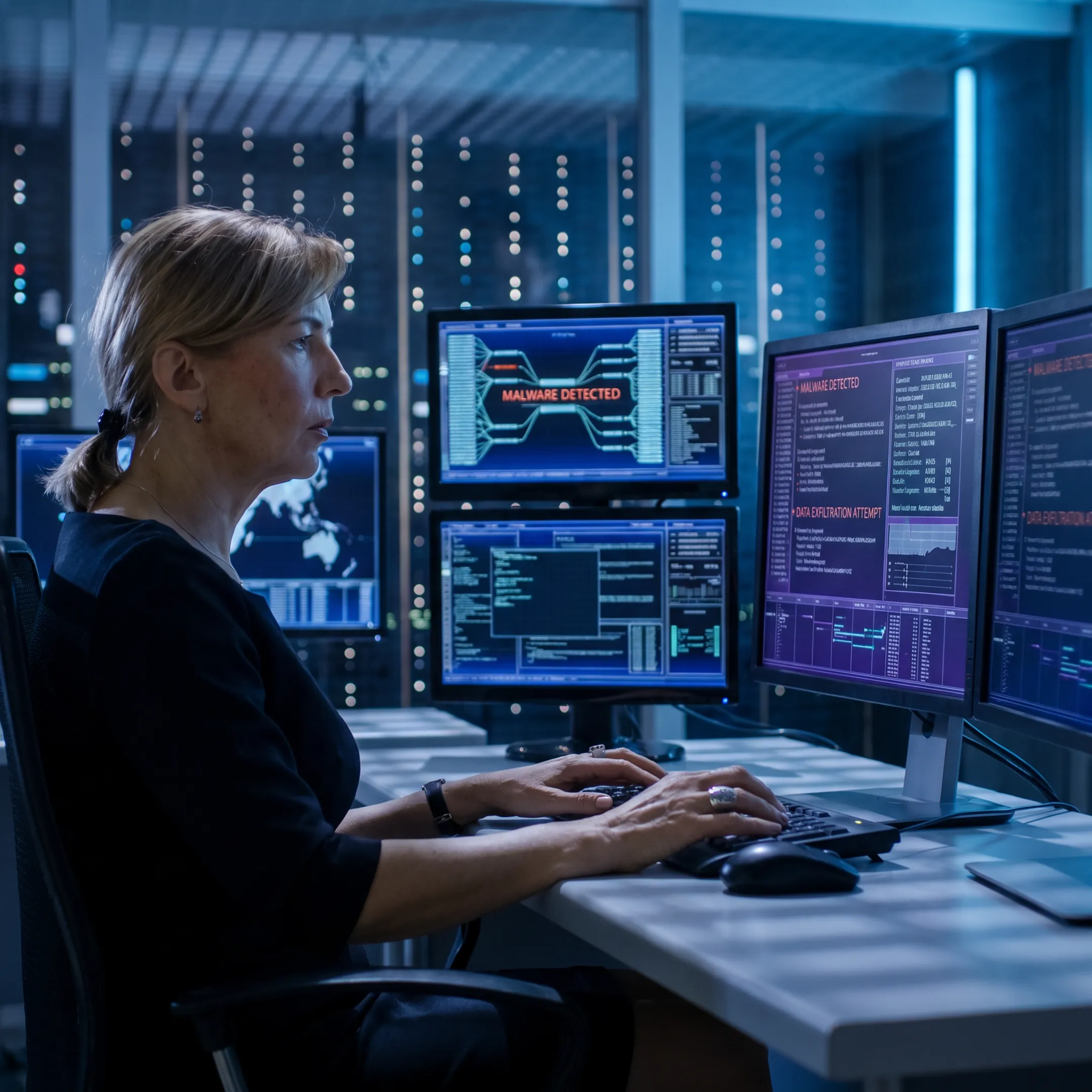 Cybersecurity specialist reviewing breach evidence