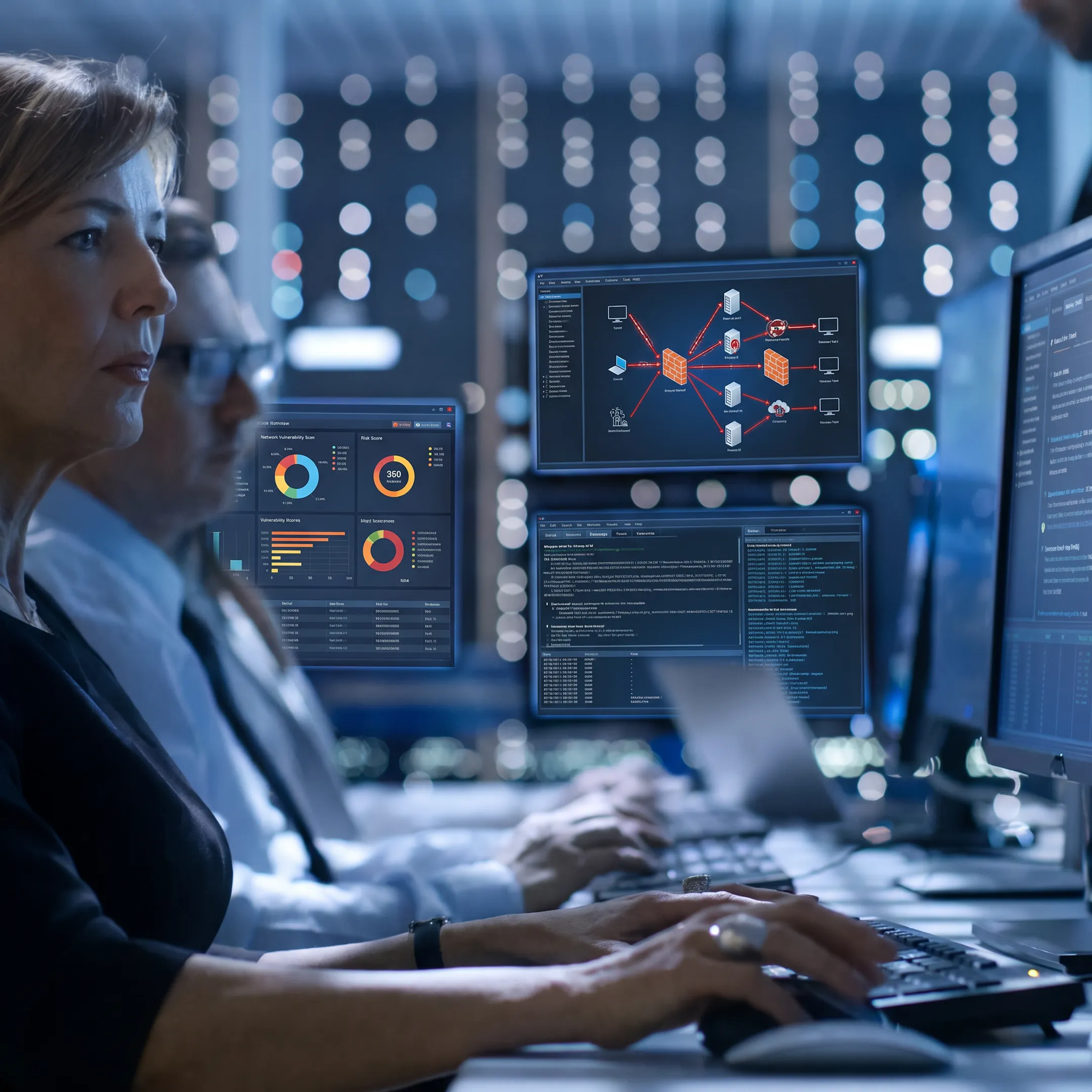 Cybersecurity analyst reviewing penetration testing results