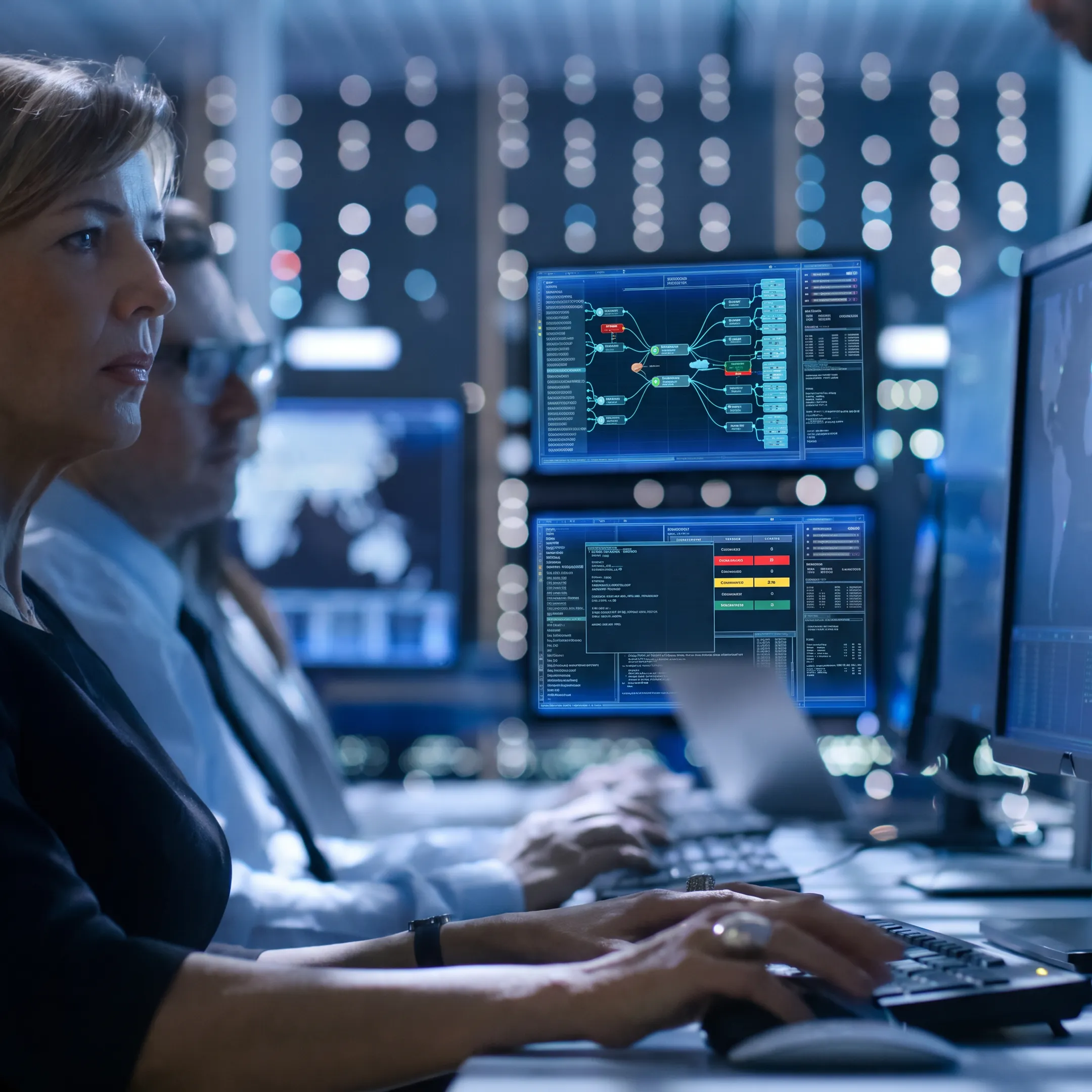 Cybersecurity analyst reviewing penetration test findings