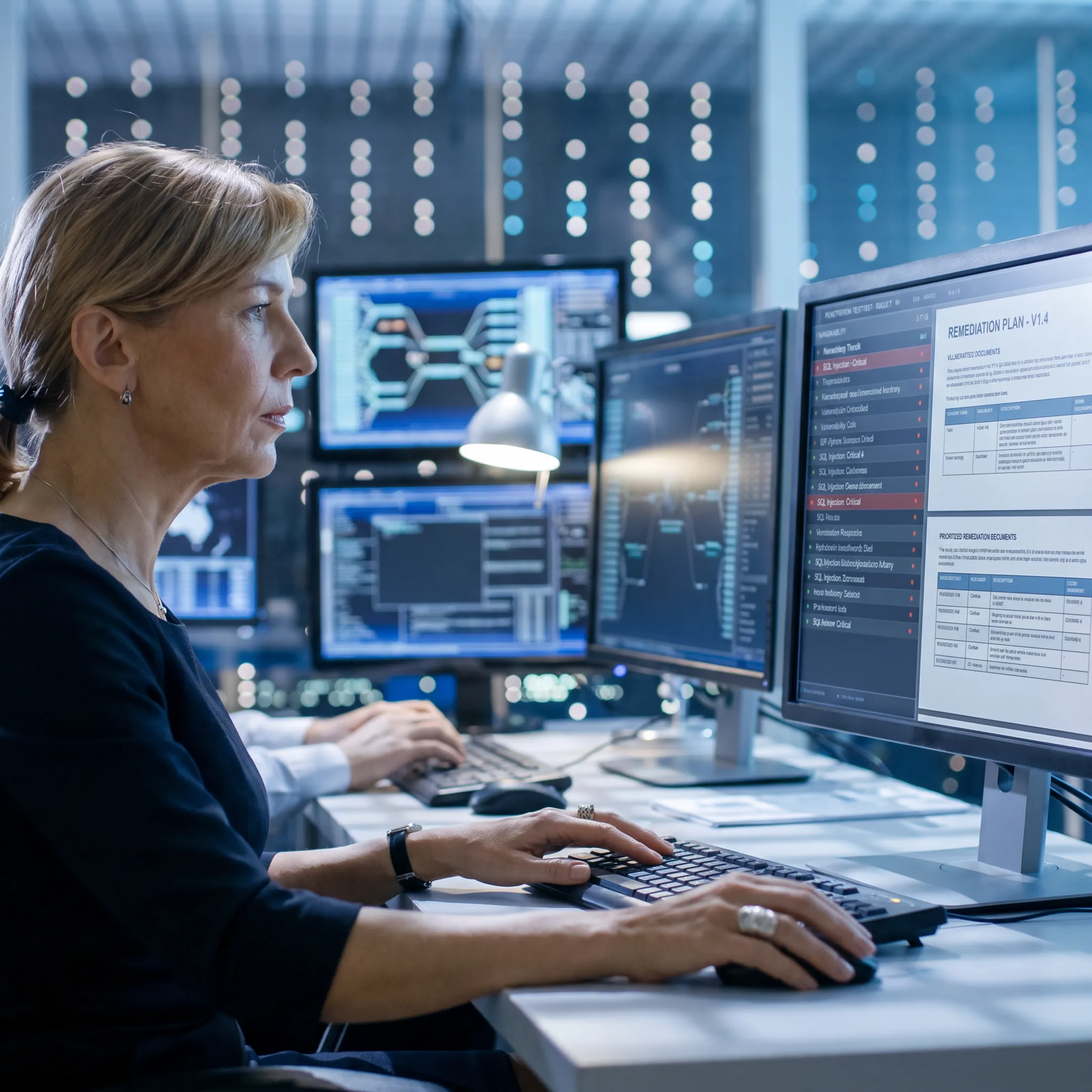 Specialist conducting a cybersecurity assessment