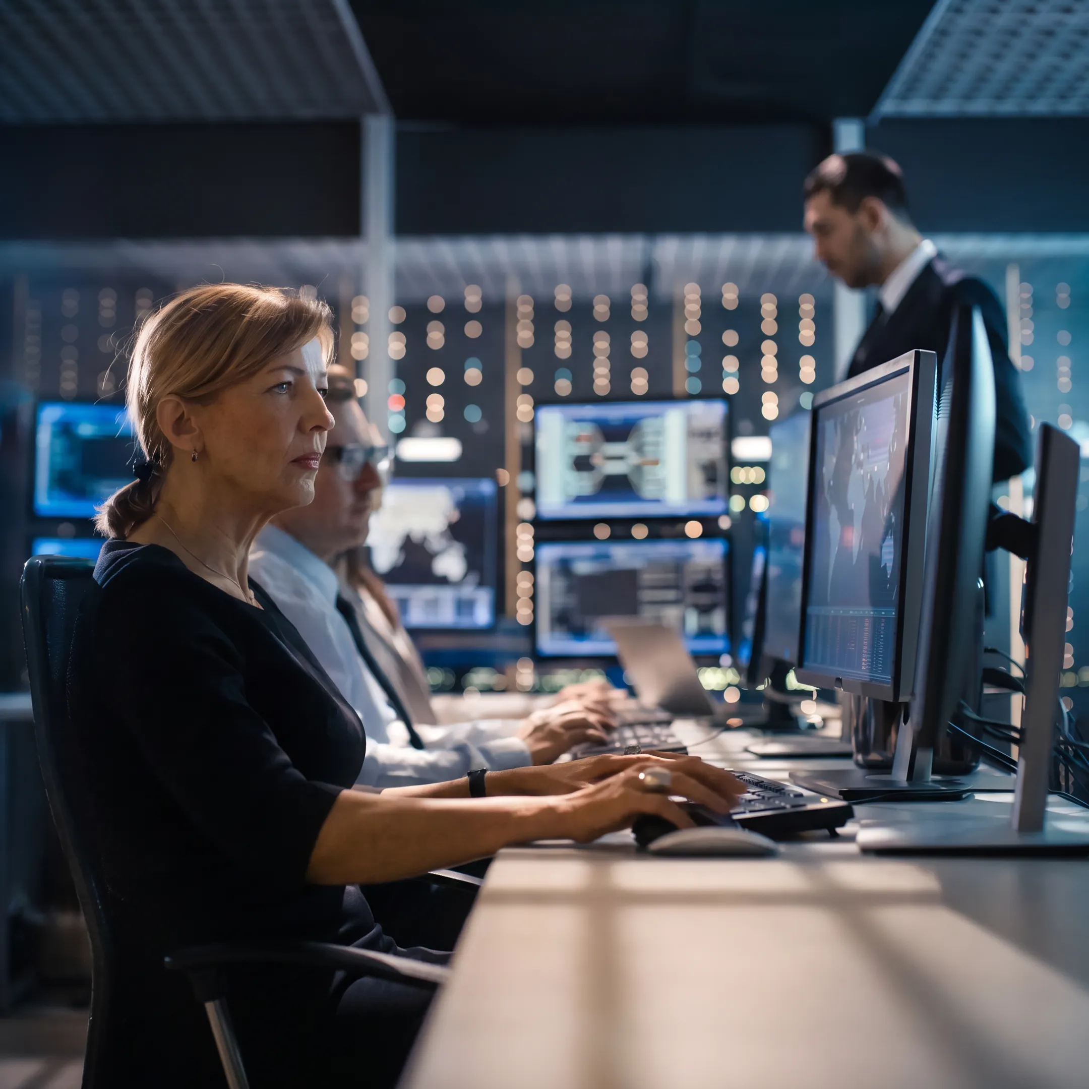 Cybersecurity analyst monitoring threats