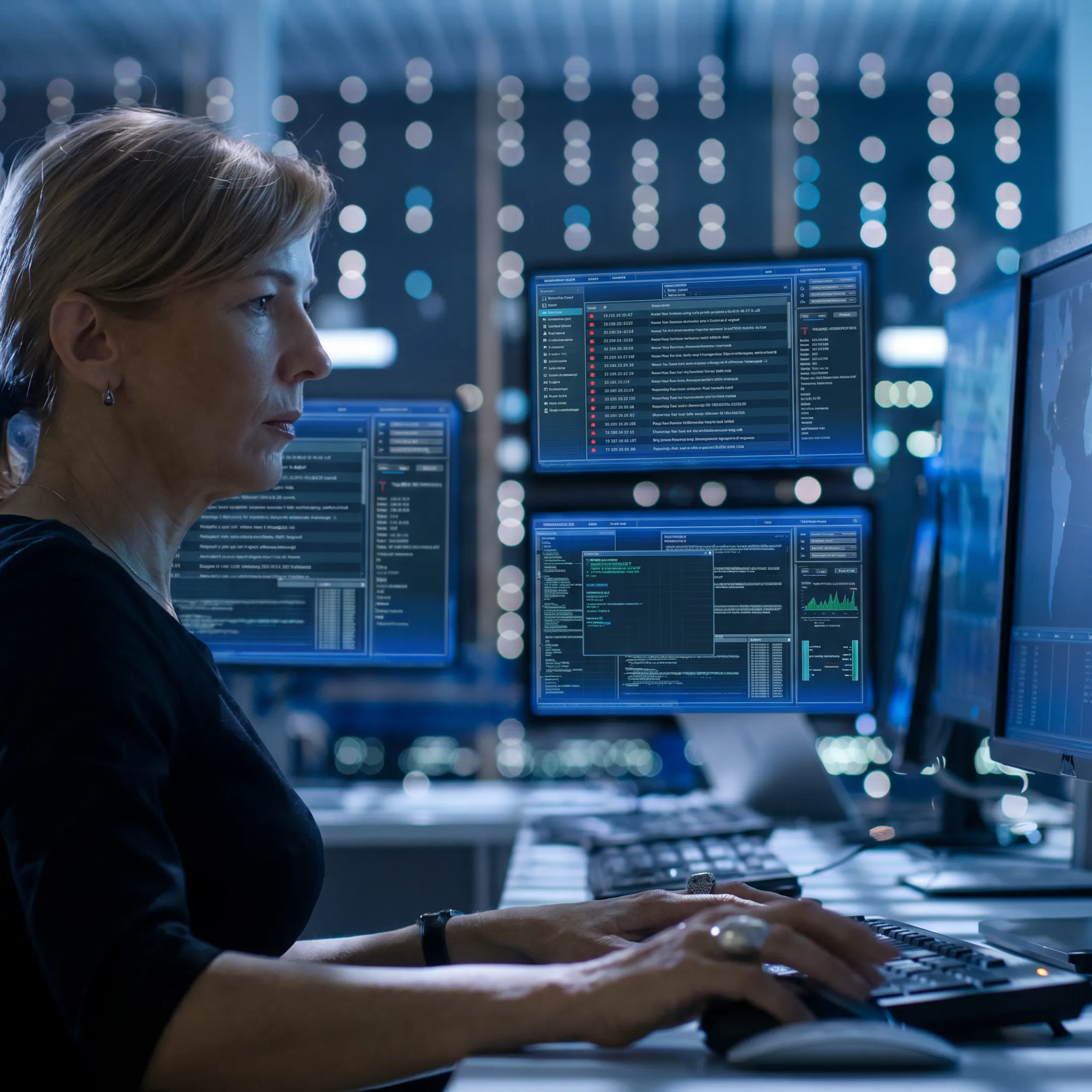 Specialist reviewing cybersecurity risk findings
