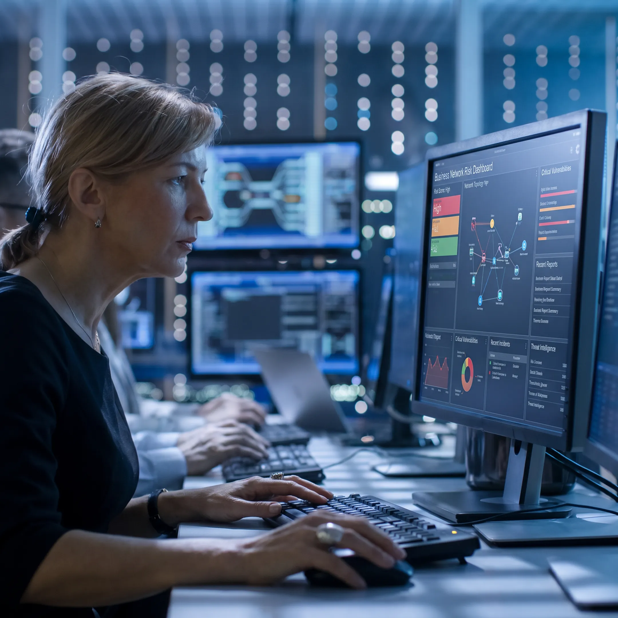 Specialist assessing a company's cyber risk