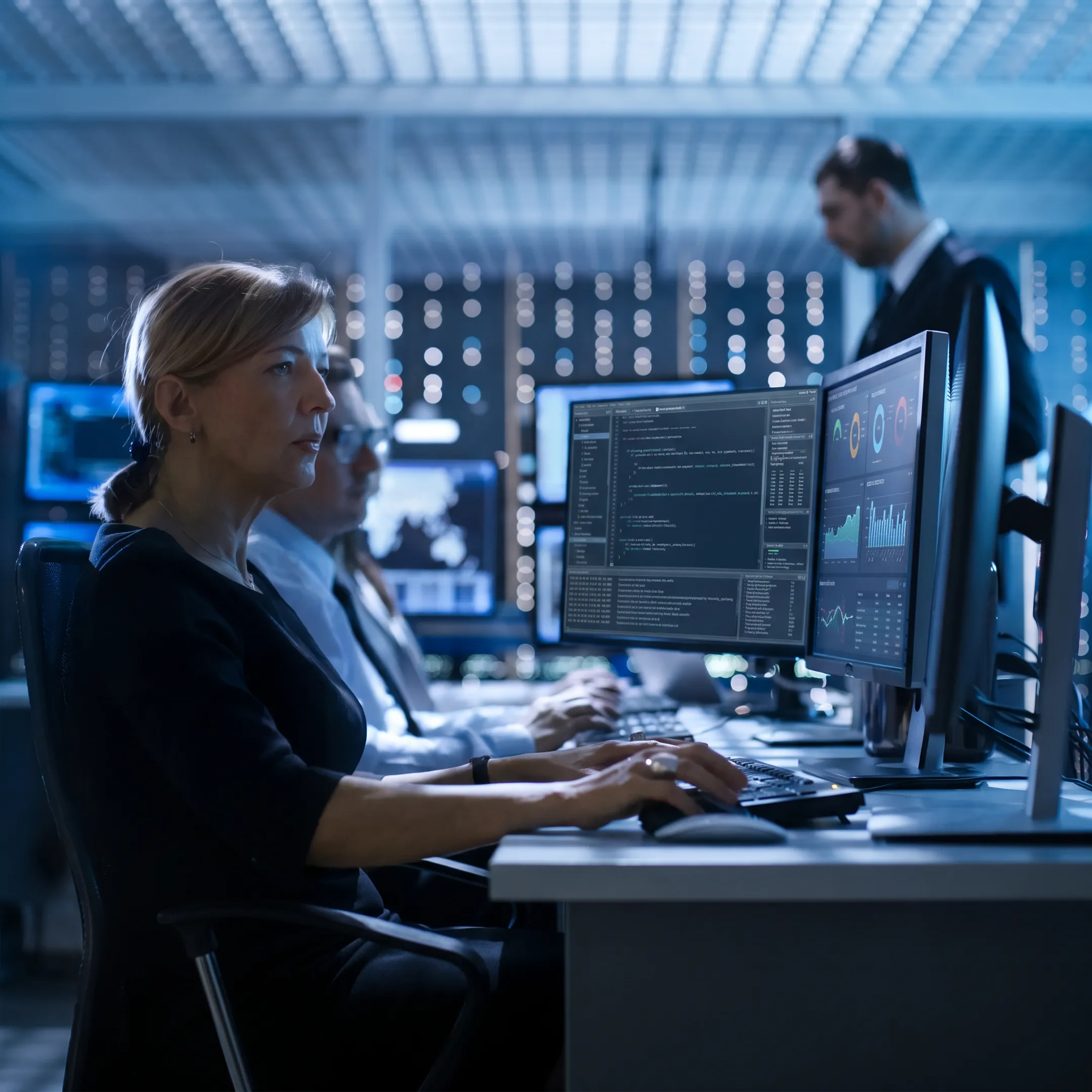 Cybersecurity analyst reviewing penetration test results