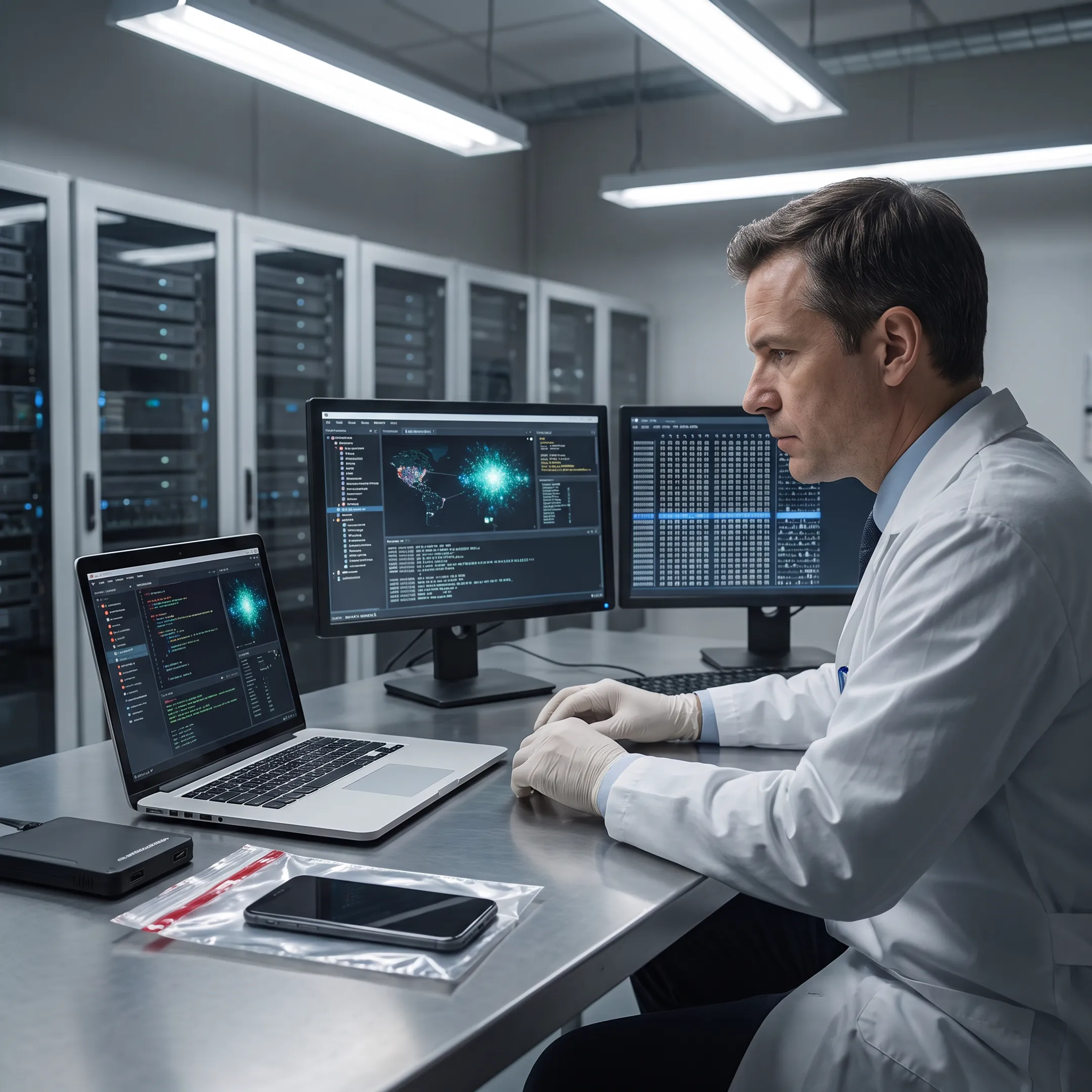 Digital forensic examiner investigating a compromised laptop