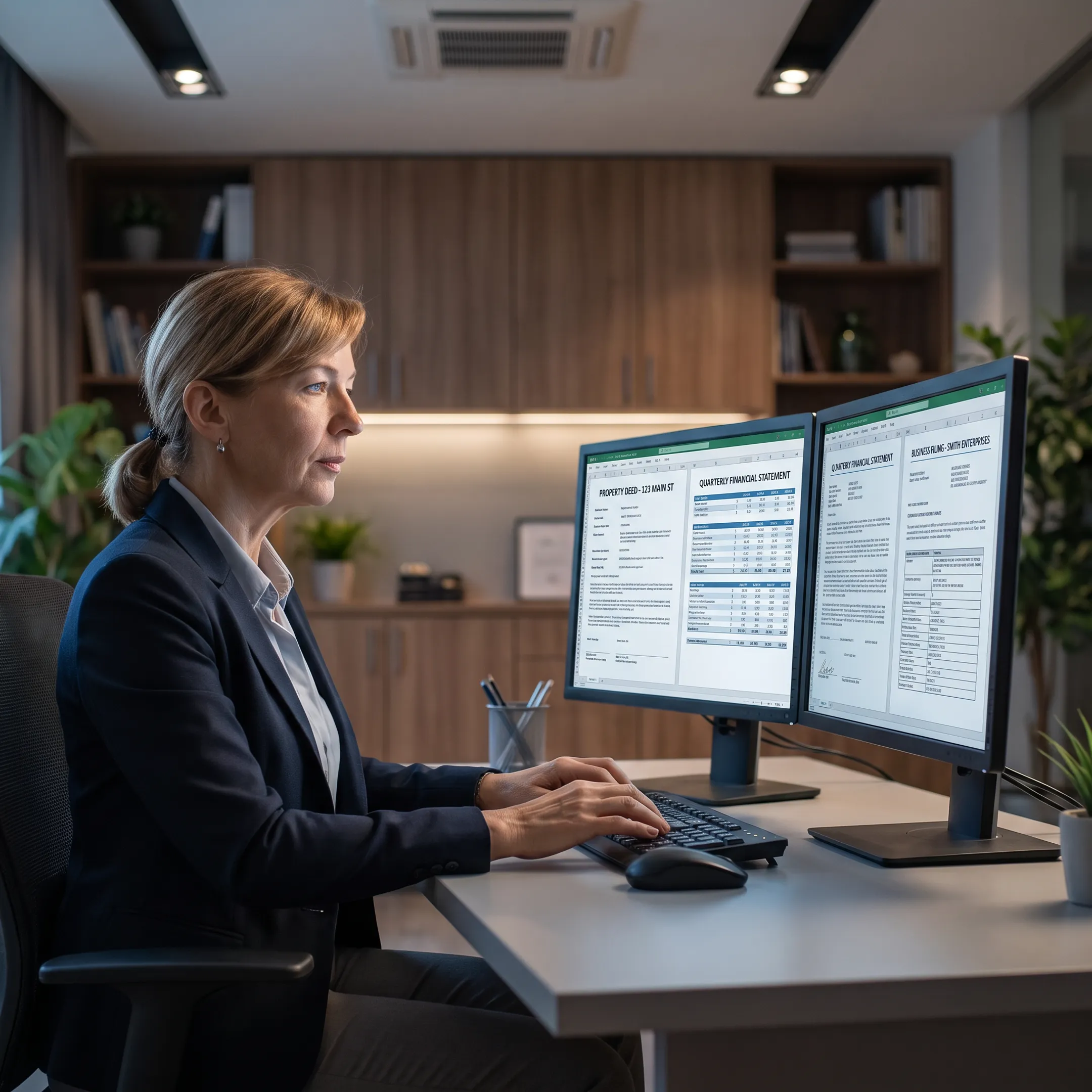 Investigator reviewing asset records