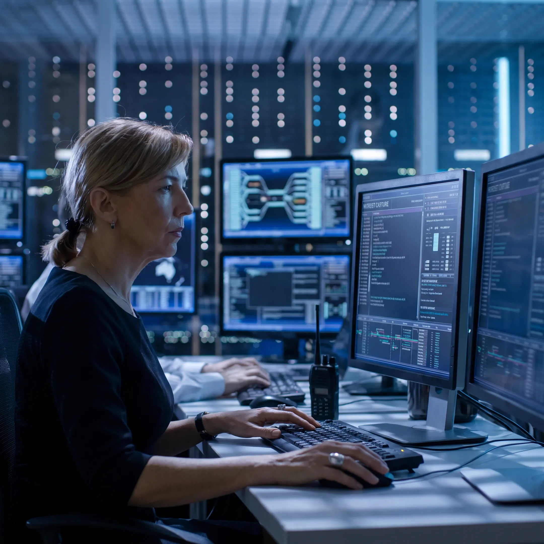Cybersecurity specialist reviewing breach evidence