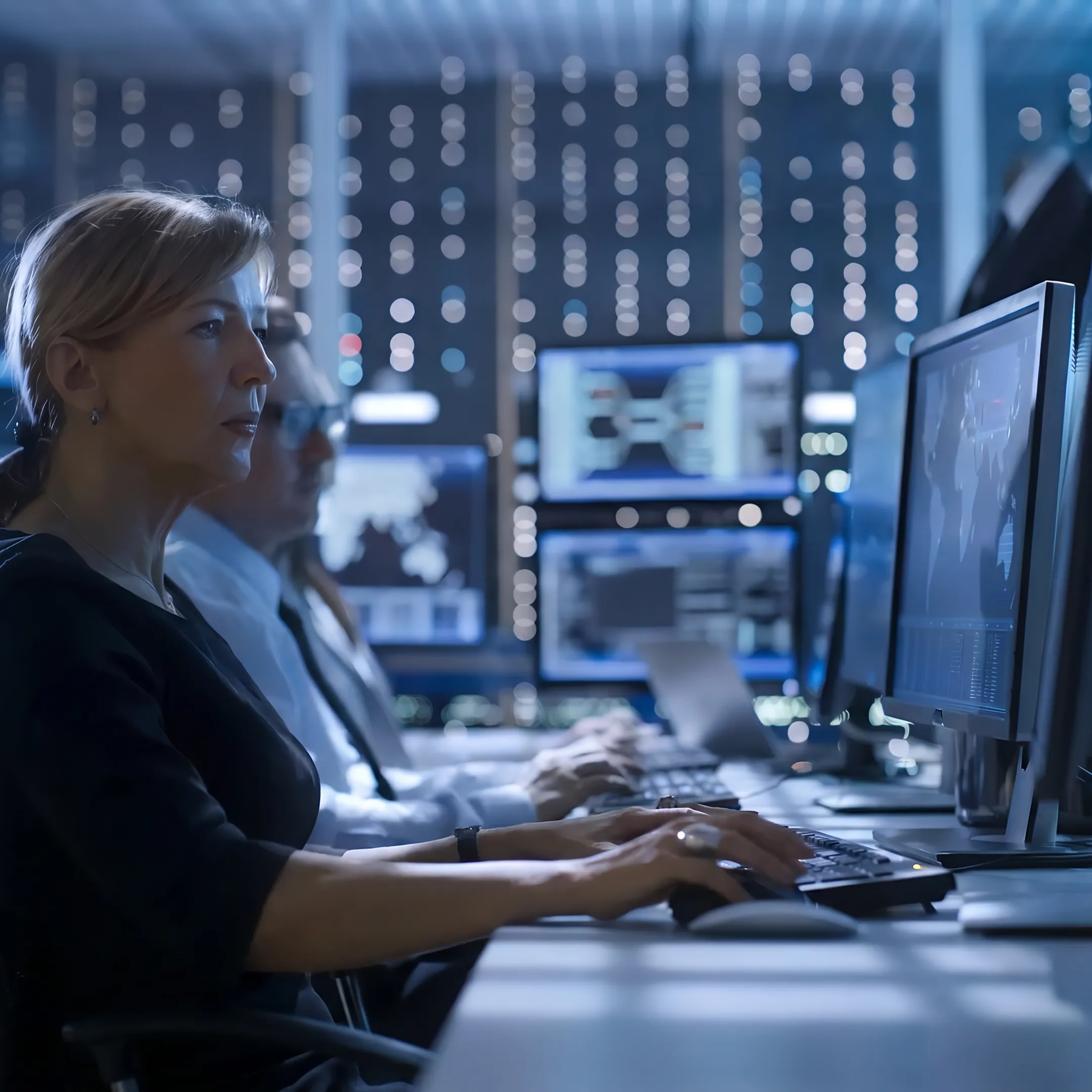 Cybersecurity analyst reviewing threat data