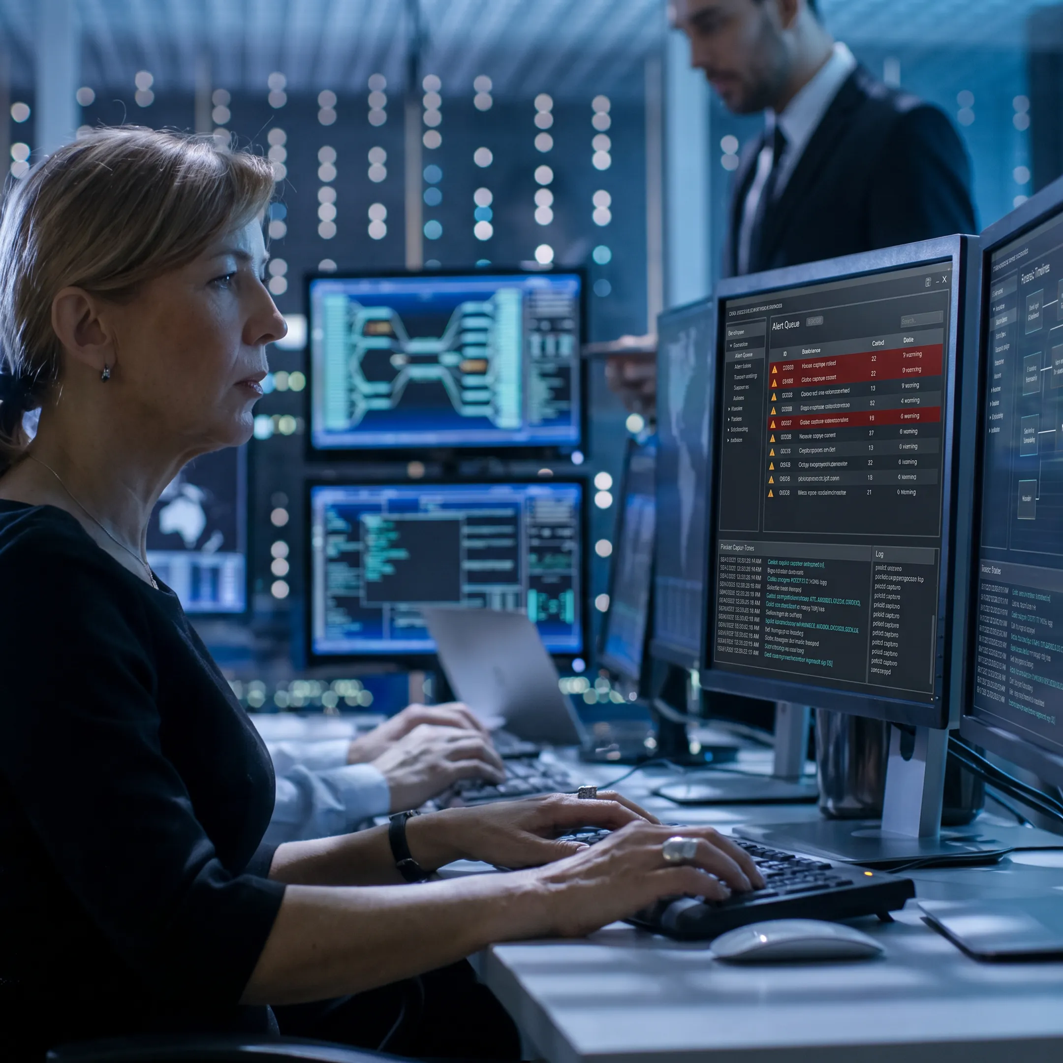 Cybersecurity specialist reviewing breach evidence