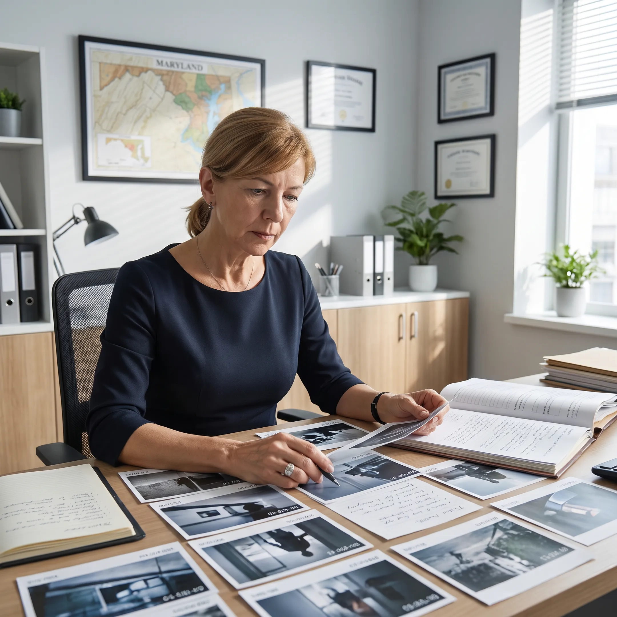 Investigator reviewing surveillance findings