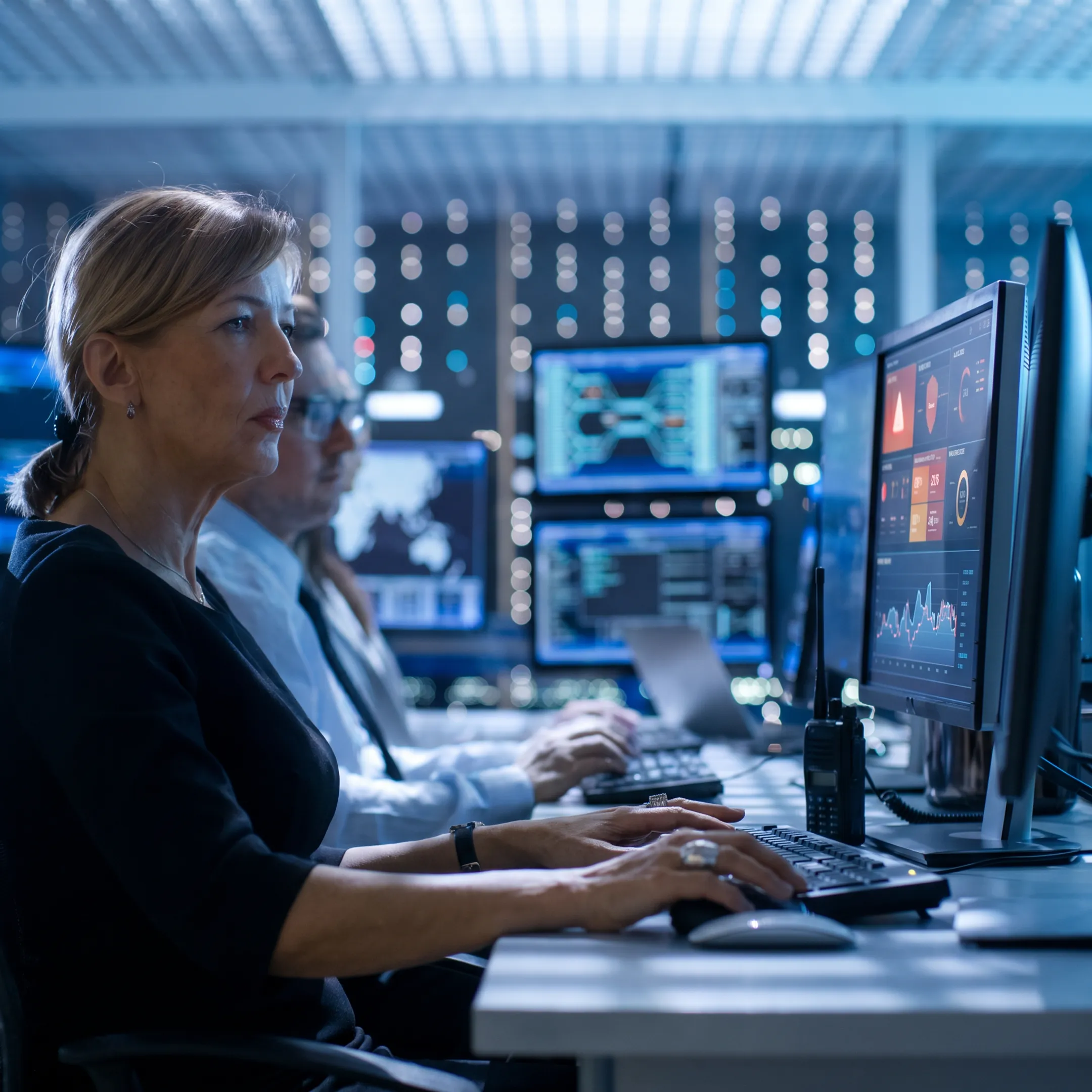 Cybersecurity analyst reviewing a breach alert
