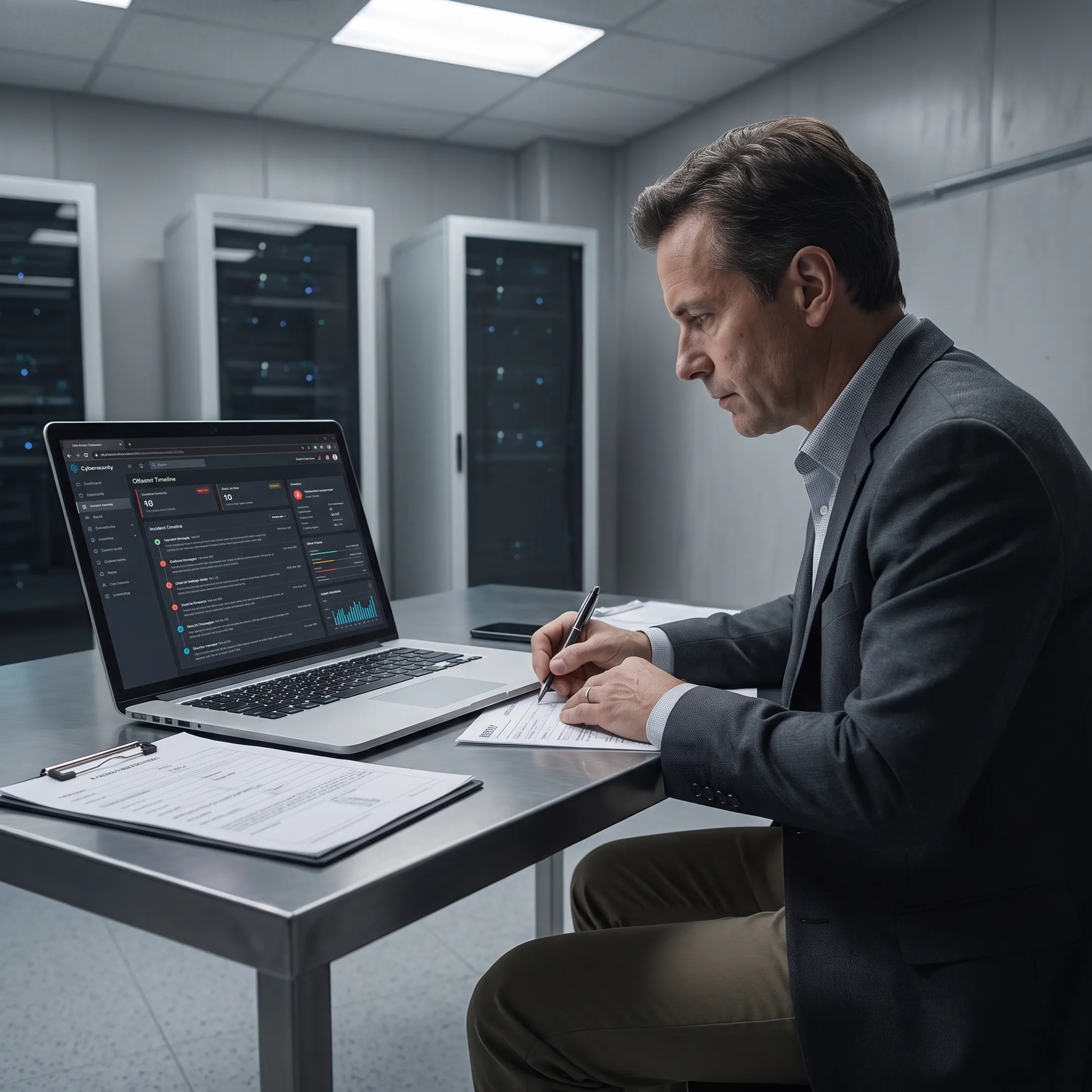 Analyst documenting cyber incident evidence