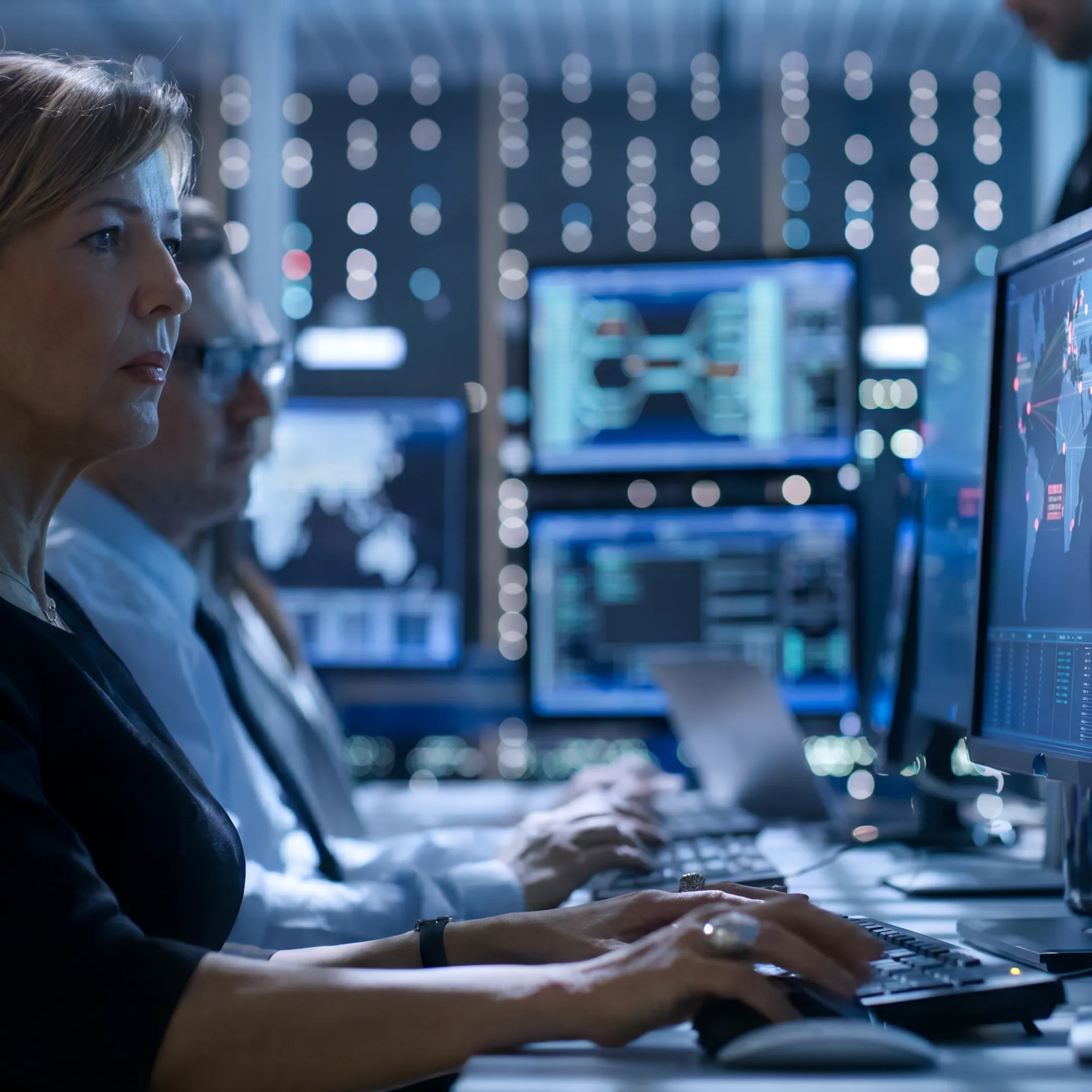 Cybersecurity analyst reviewing a breach investigation