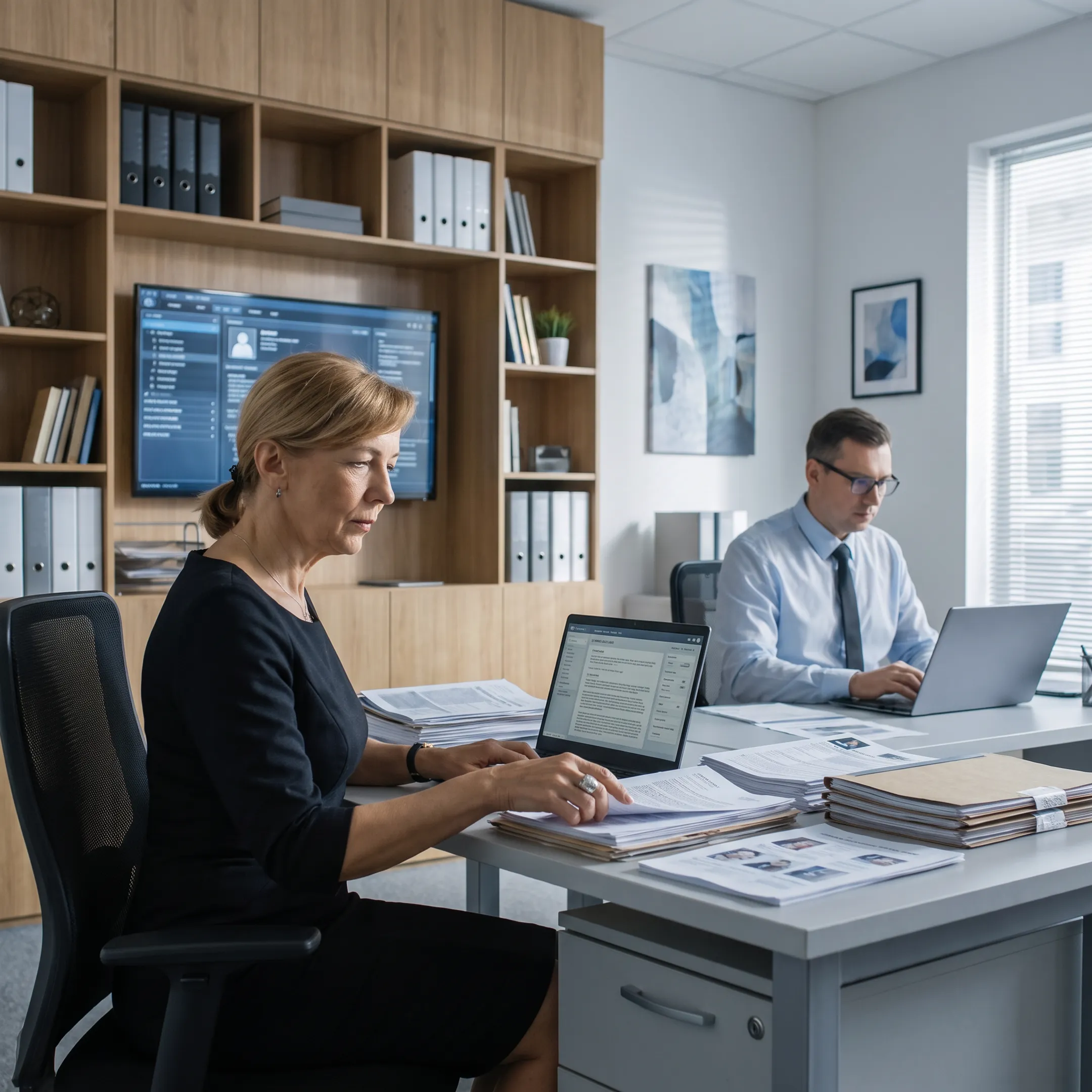 Investigator organizing digital and field evidence