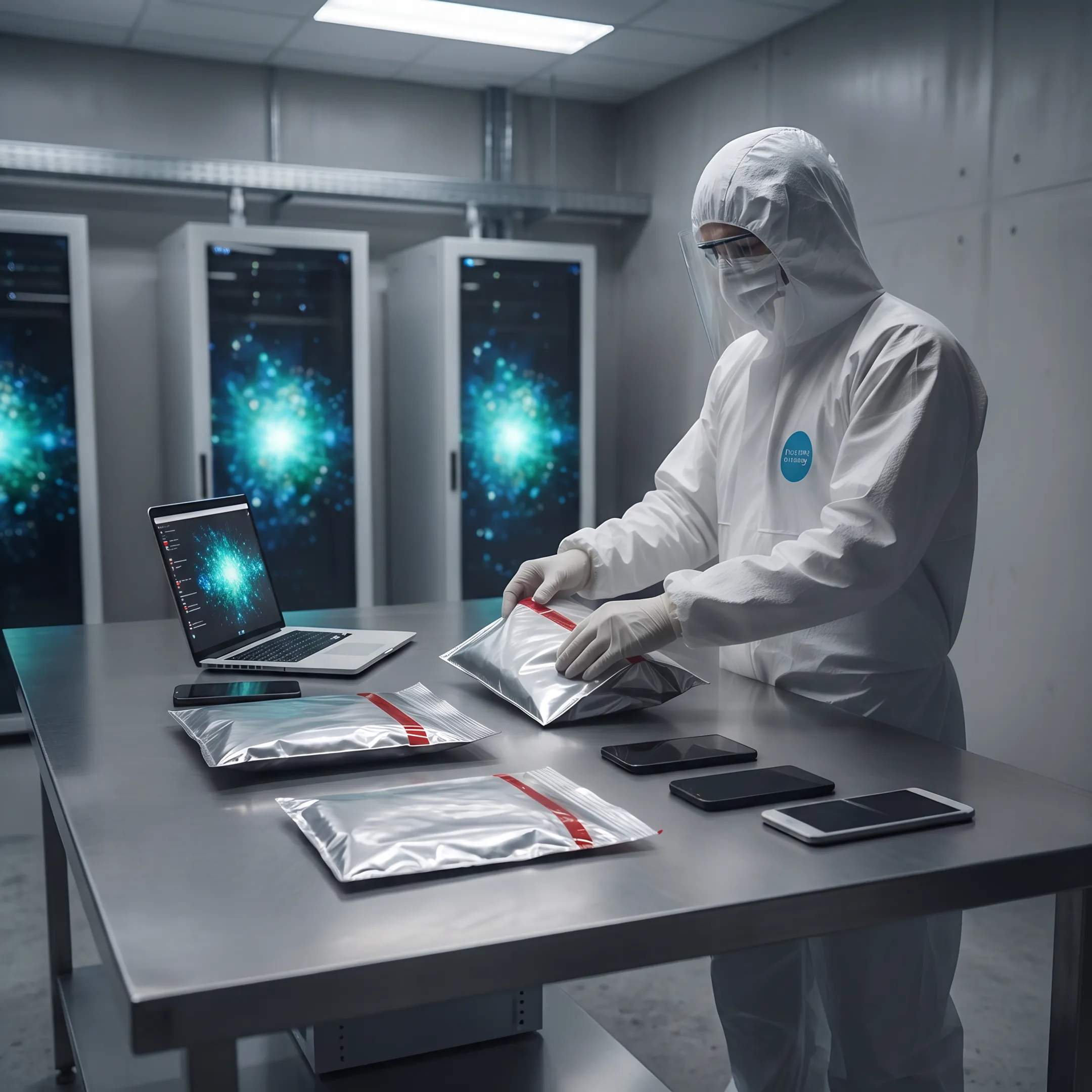 Forensic analyst examining digital evidence