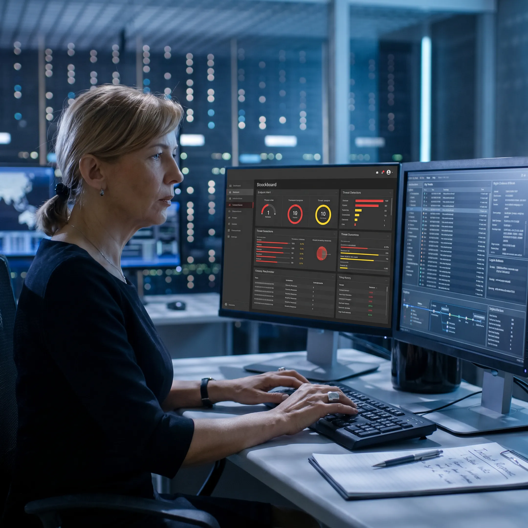 Cybersecurity specialist assessing a security incident
