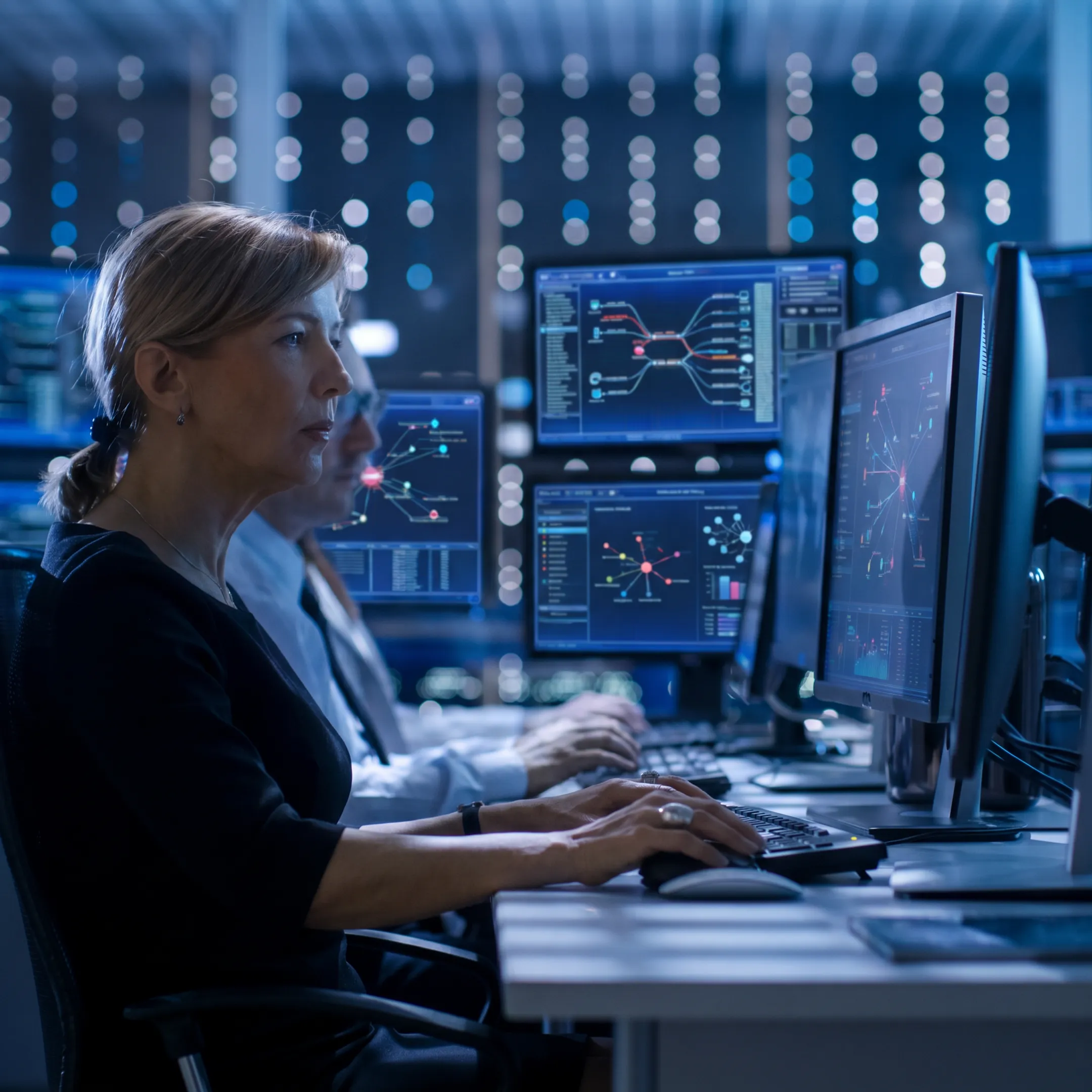 Cybersecurity analyst reviewing penetration testing results