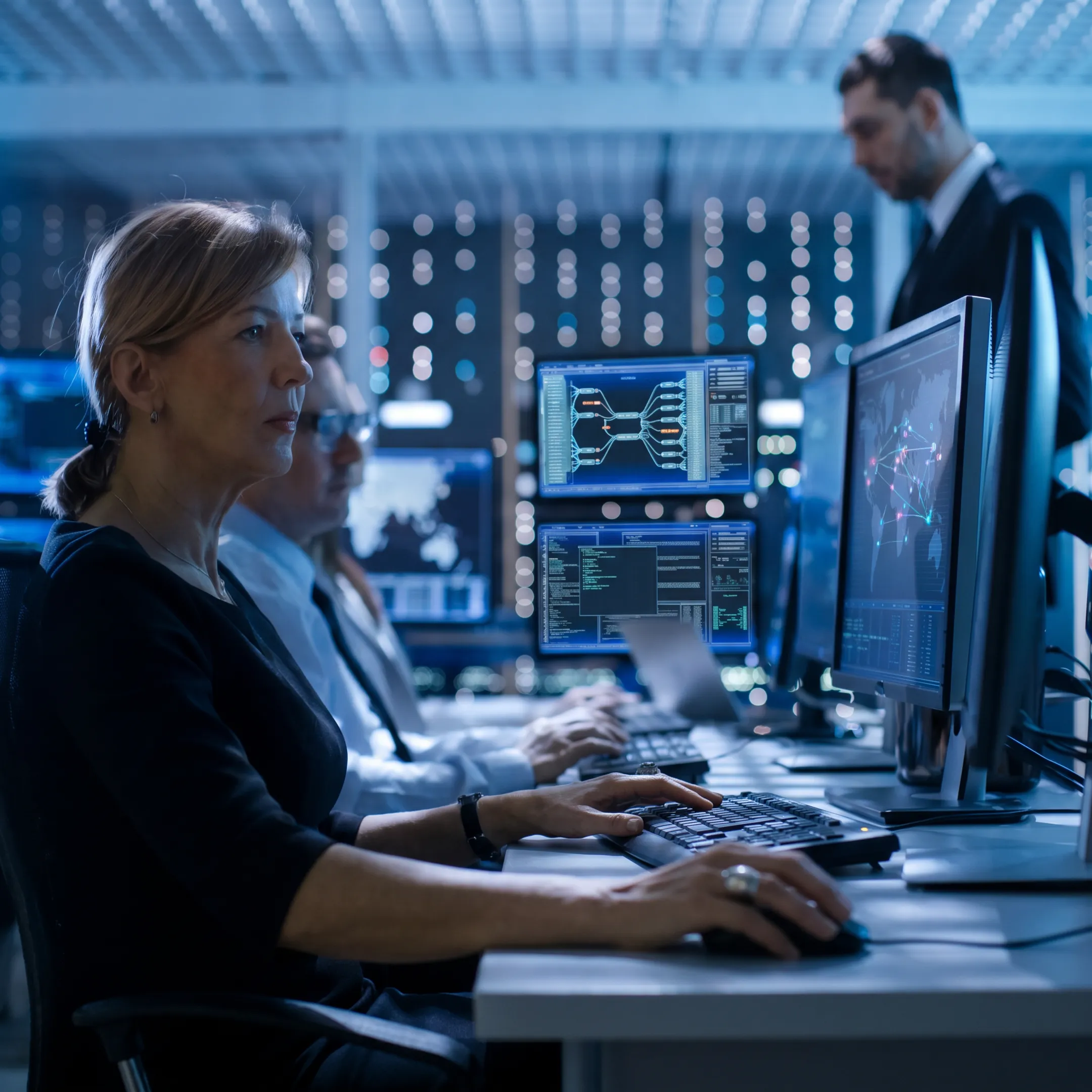 Cybersecurity analyst reviewing penetration test findings