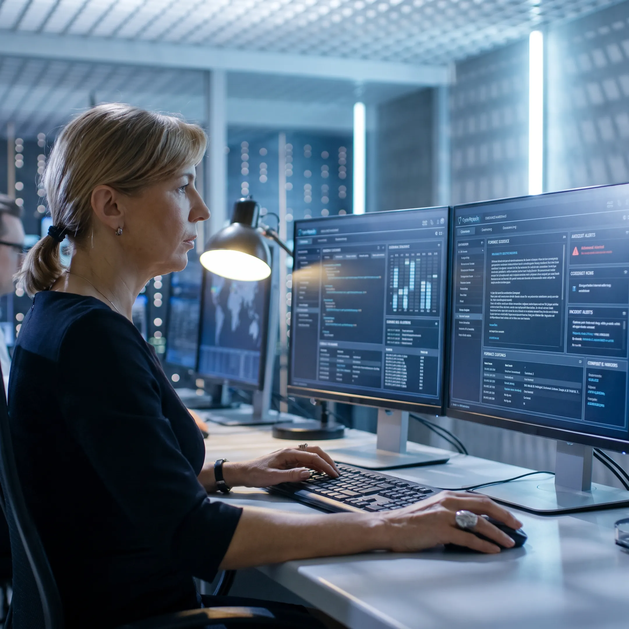Cybersecurity specialist reviewing digital evidence