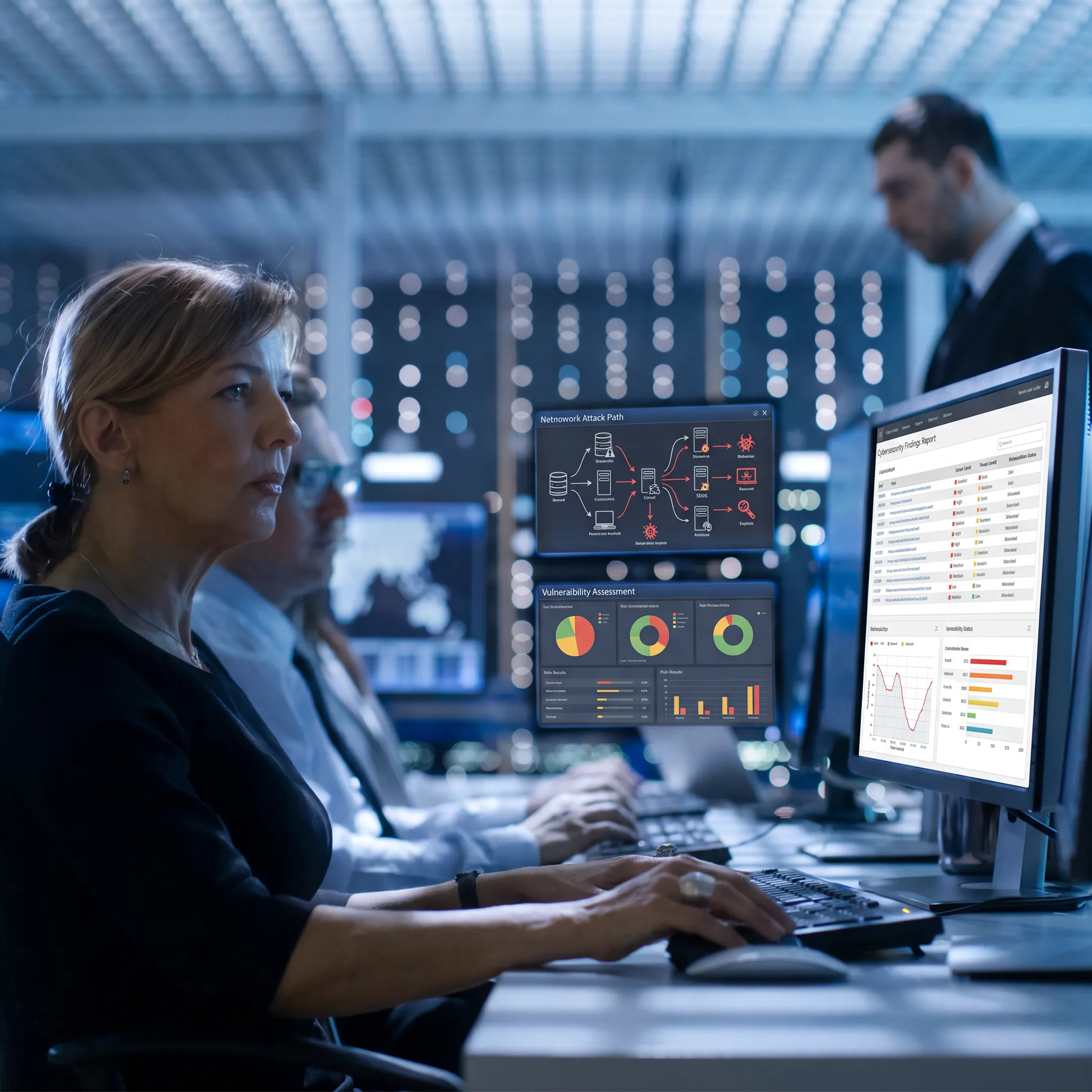 Cybersecurity professional reviewing penetration testing results