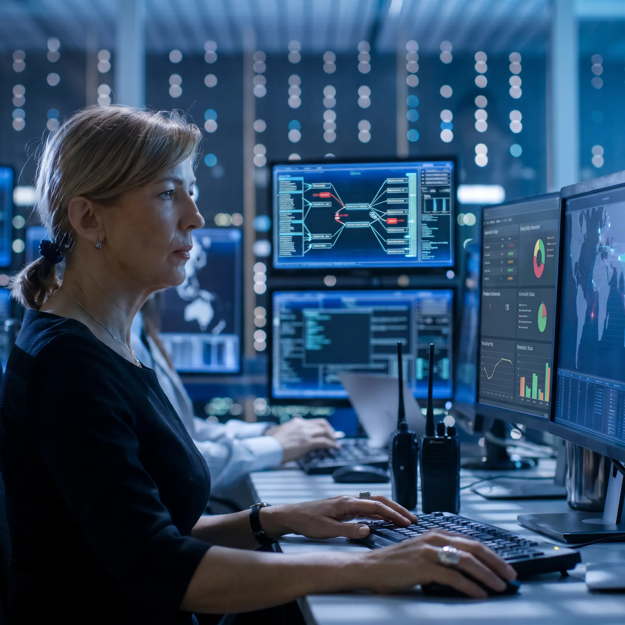 Cybersecurity analyst reviewing penetration testing results