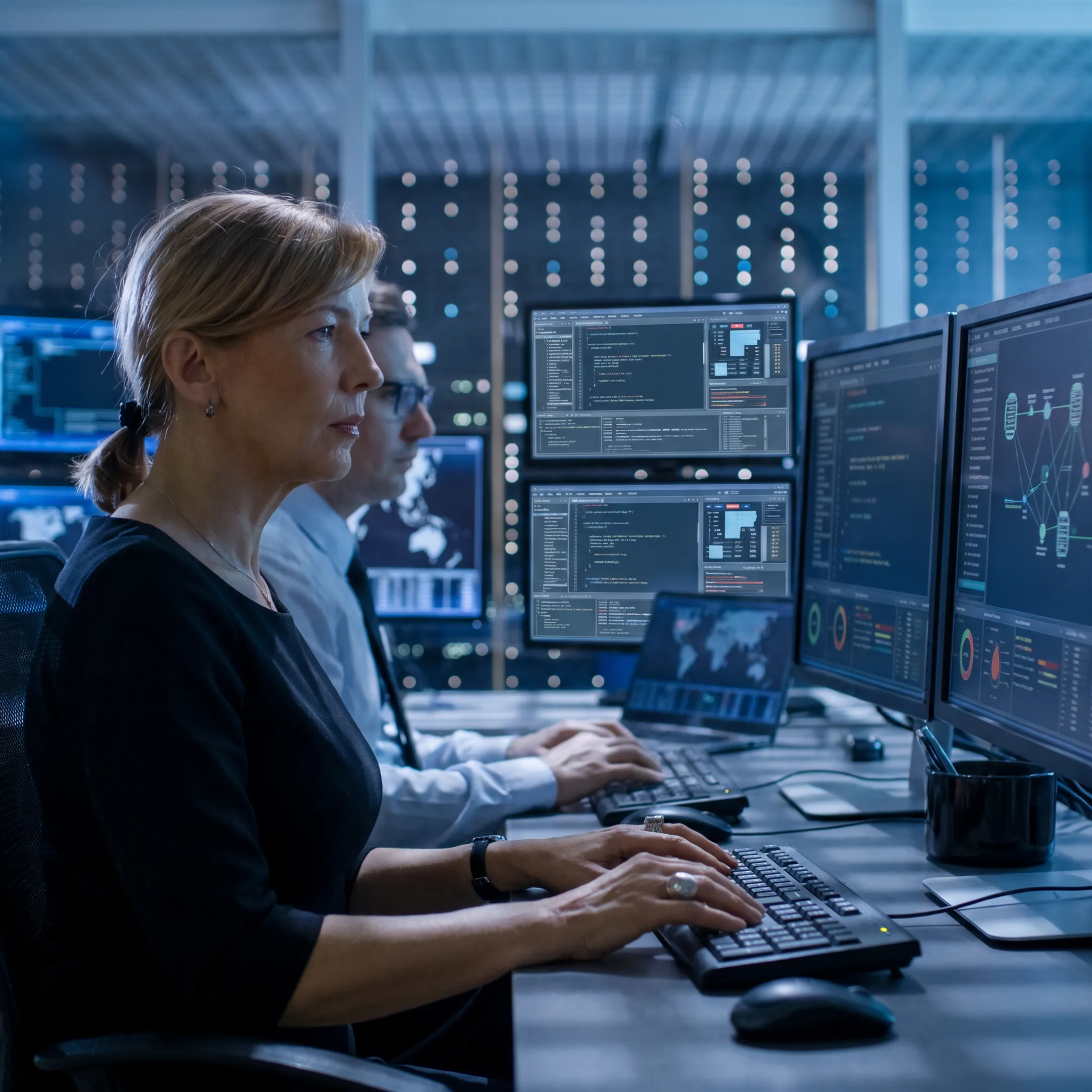 Cybersecurity analyst reviewing penetration test results