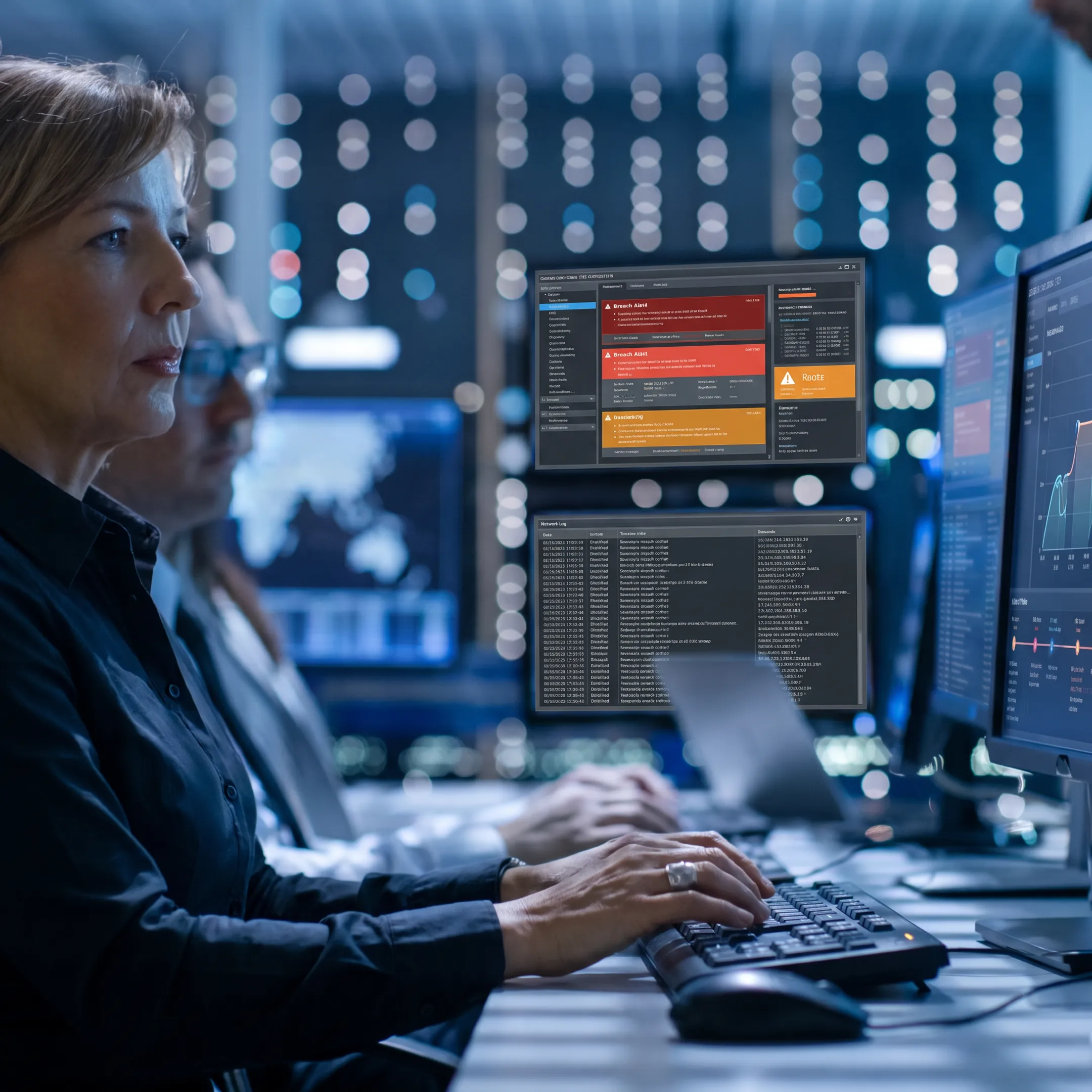 Cybersecurity analyst reviewing a data breach