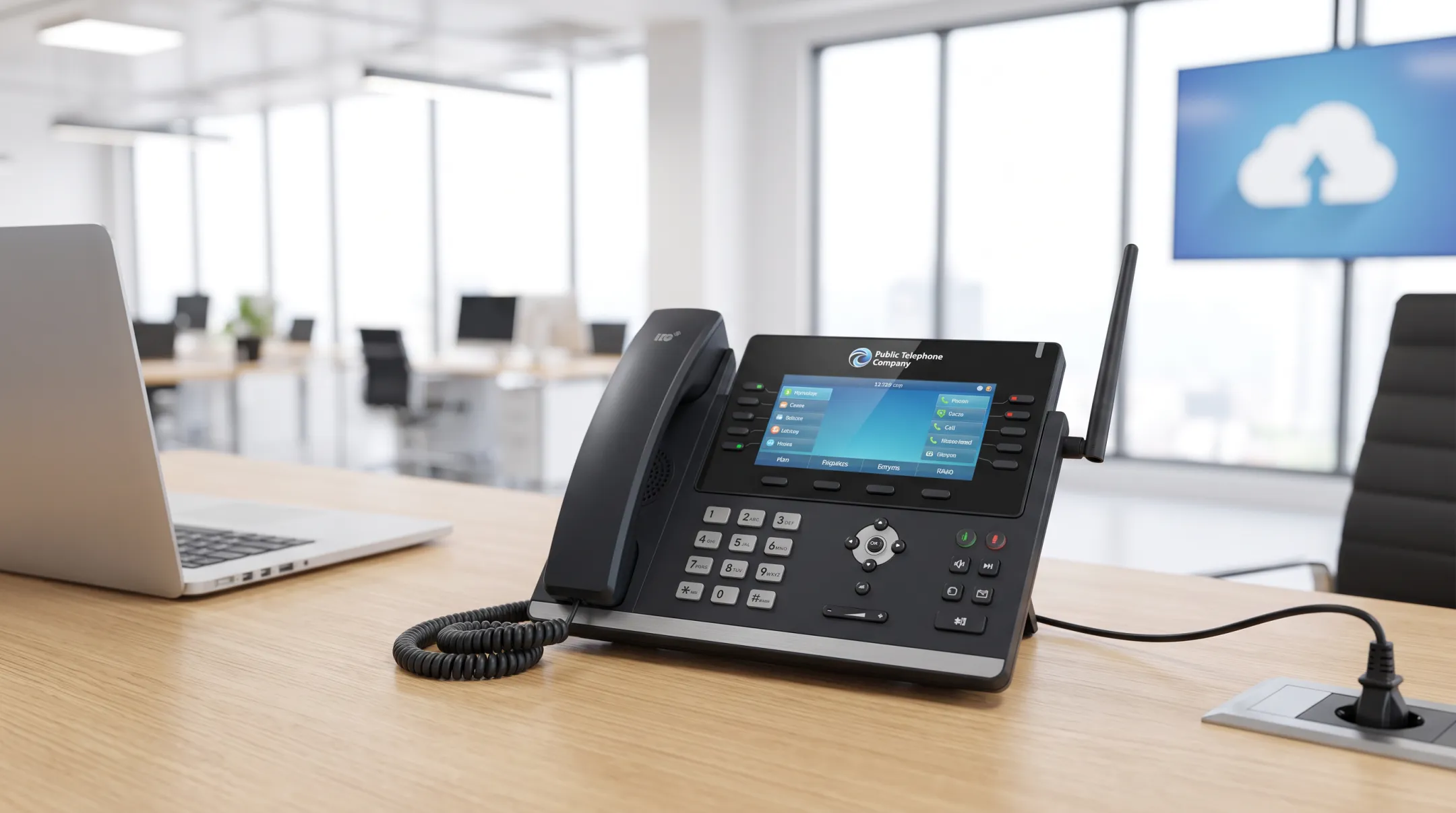 Public Telephone Company hosted VoIP setup with IP handsets and wireless extensions