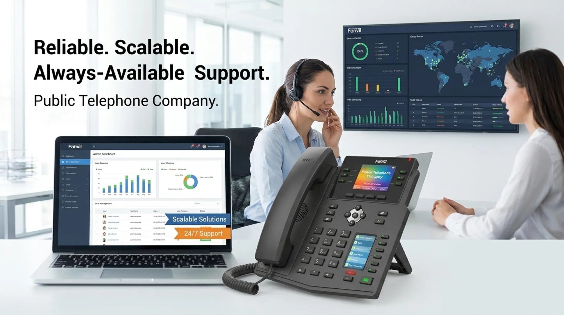 Public Telephone Company cloud VoIP platform dashboard and support team