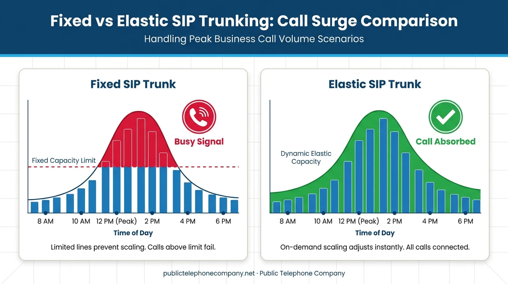 Fixed versus elastic SIP trunk response during call volume spike