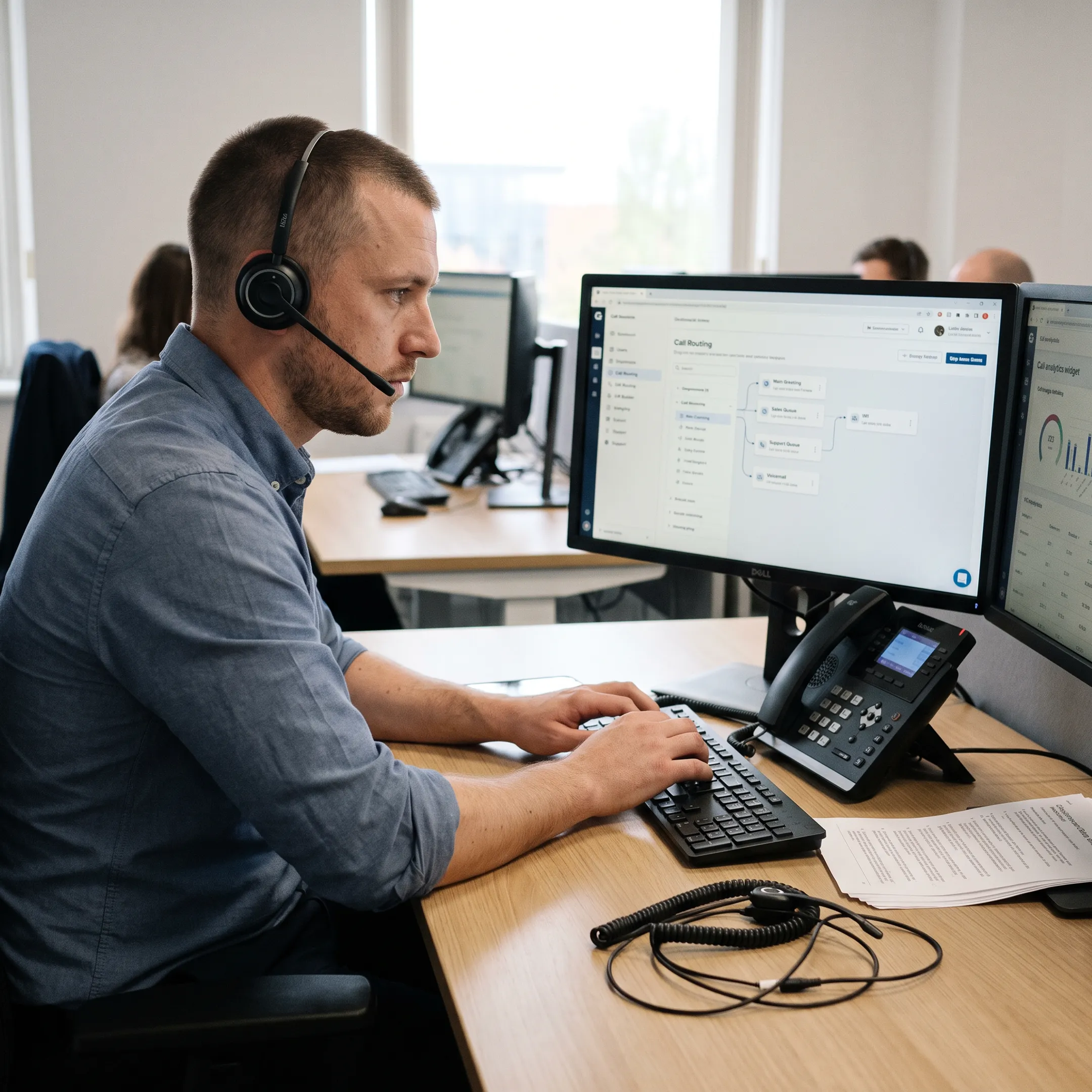 Cloud VoIP phone system interface on desktop in Kansas City
