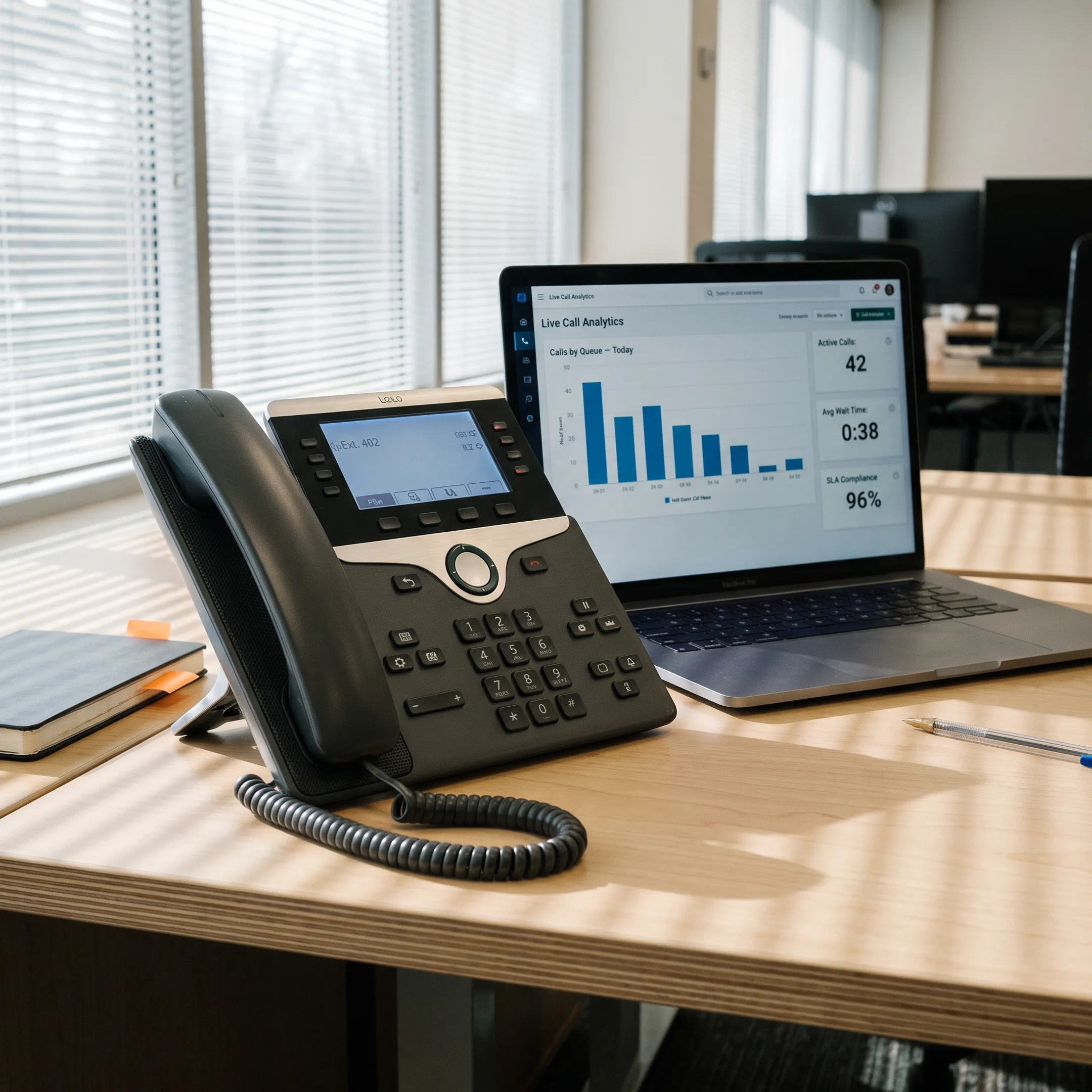 Modern telecommunications VoIP system hardware and cloud communication software interface