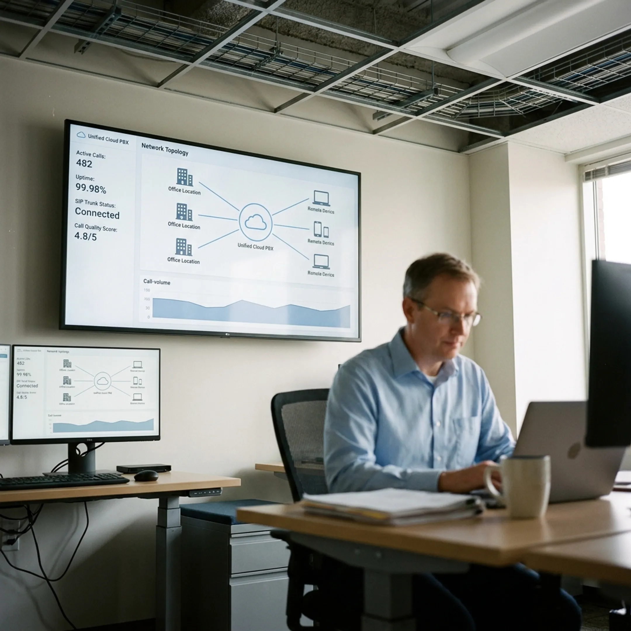 Enterprise cloud communications and telephony infrastructure diagram