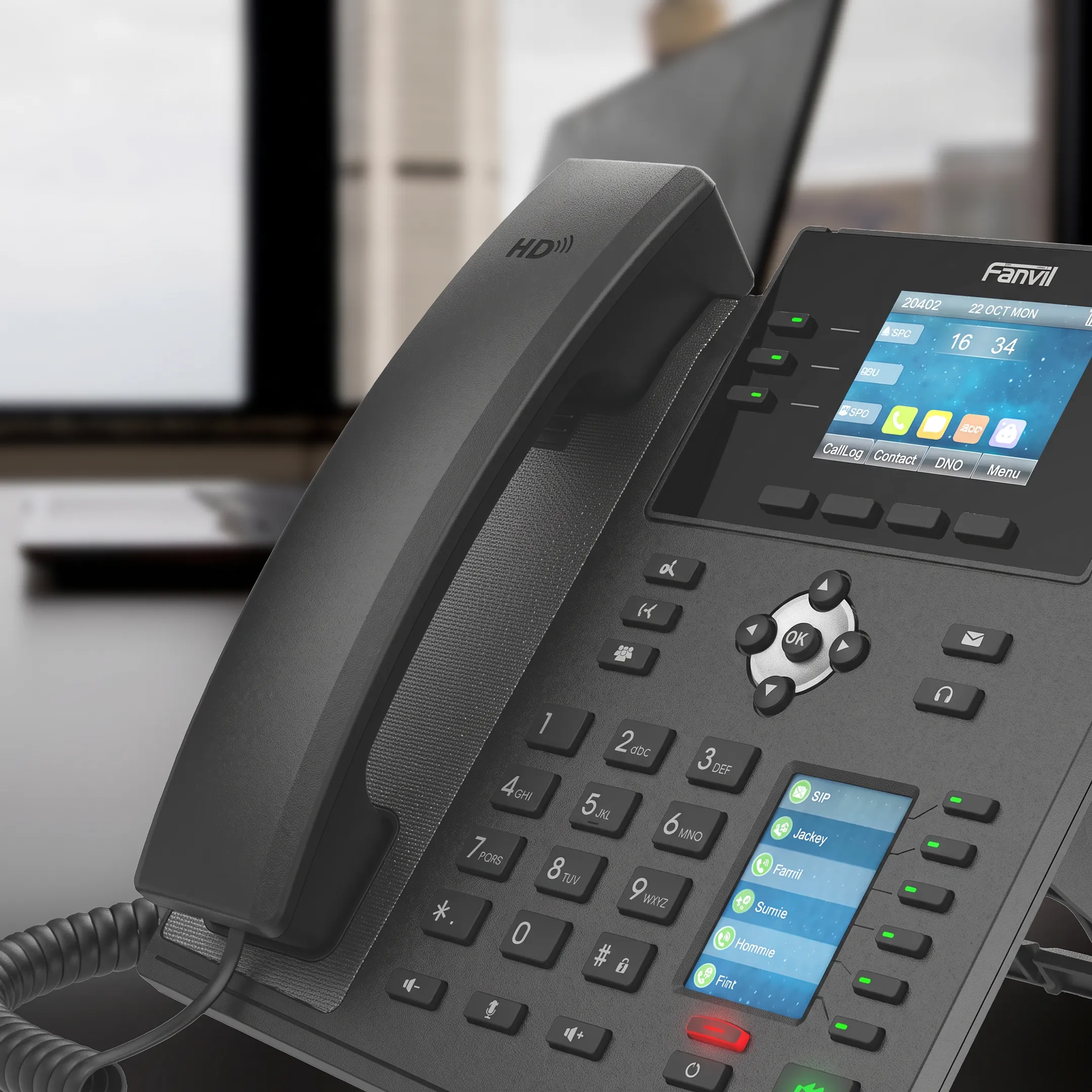 Technician configuring cloud VoIP telephone hardware