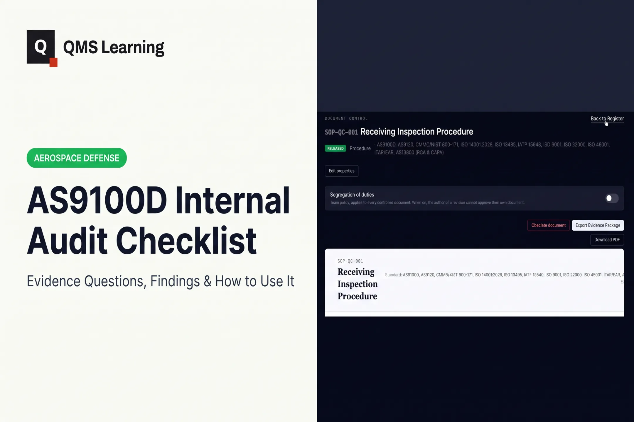 AS9100D Internal Audit Checklist: Evidence Questions, Findings & How to Use It