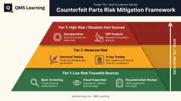 Three-tier AS6081 risk mitigation levels from basic screening to full testing
