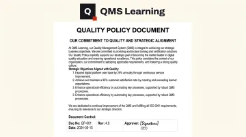 Updated quality policy document explicitly linking organizational context to strategic business direction