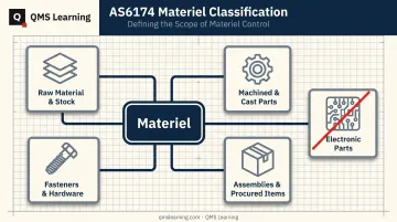 AS6174 non-electronic materiel scope diagram with four included categories