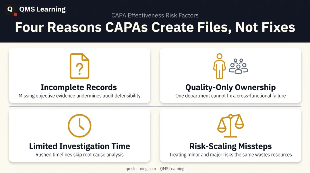 Four key factors that determine CAPA effectiveness and closure outcomes