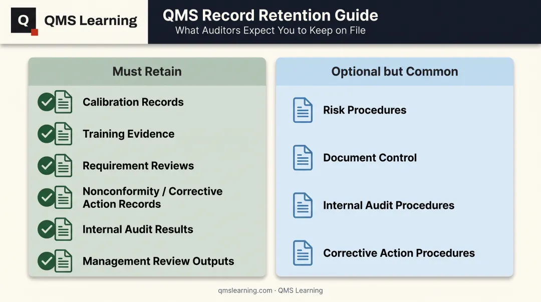 Mandatory versus optional ISO 9001 documentation records comparison chart