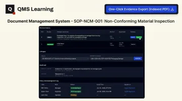 QMS Learning document management system audit trail and evidence export interface