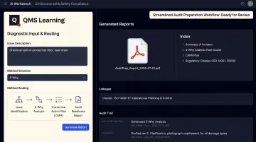 AI Workbench interface generating audit-ready EHS compliance report
