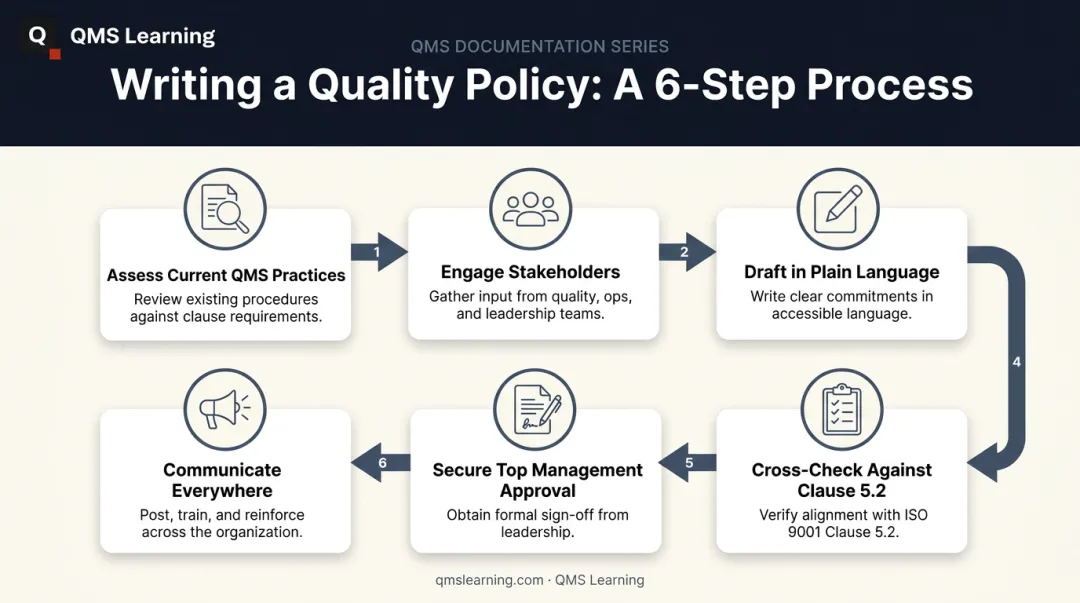 Six-step process for writing an ISO 9001 quality policy